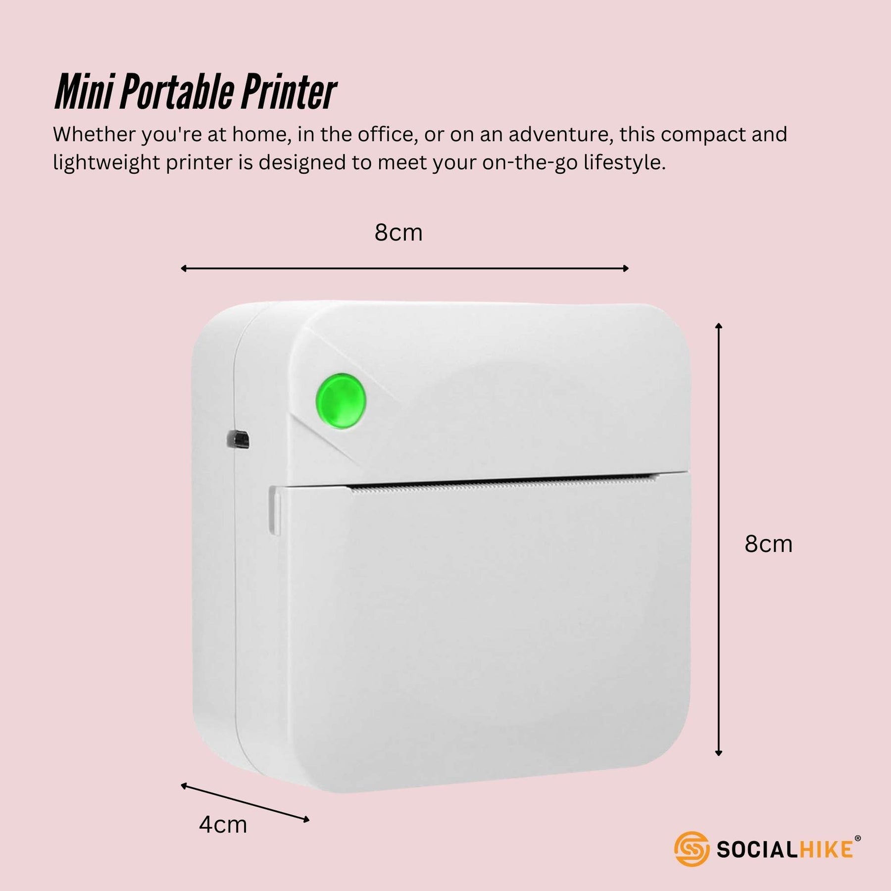 Social Hike Portable Mini Thermal Printer - White