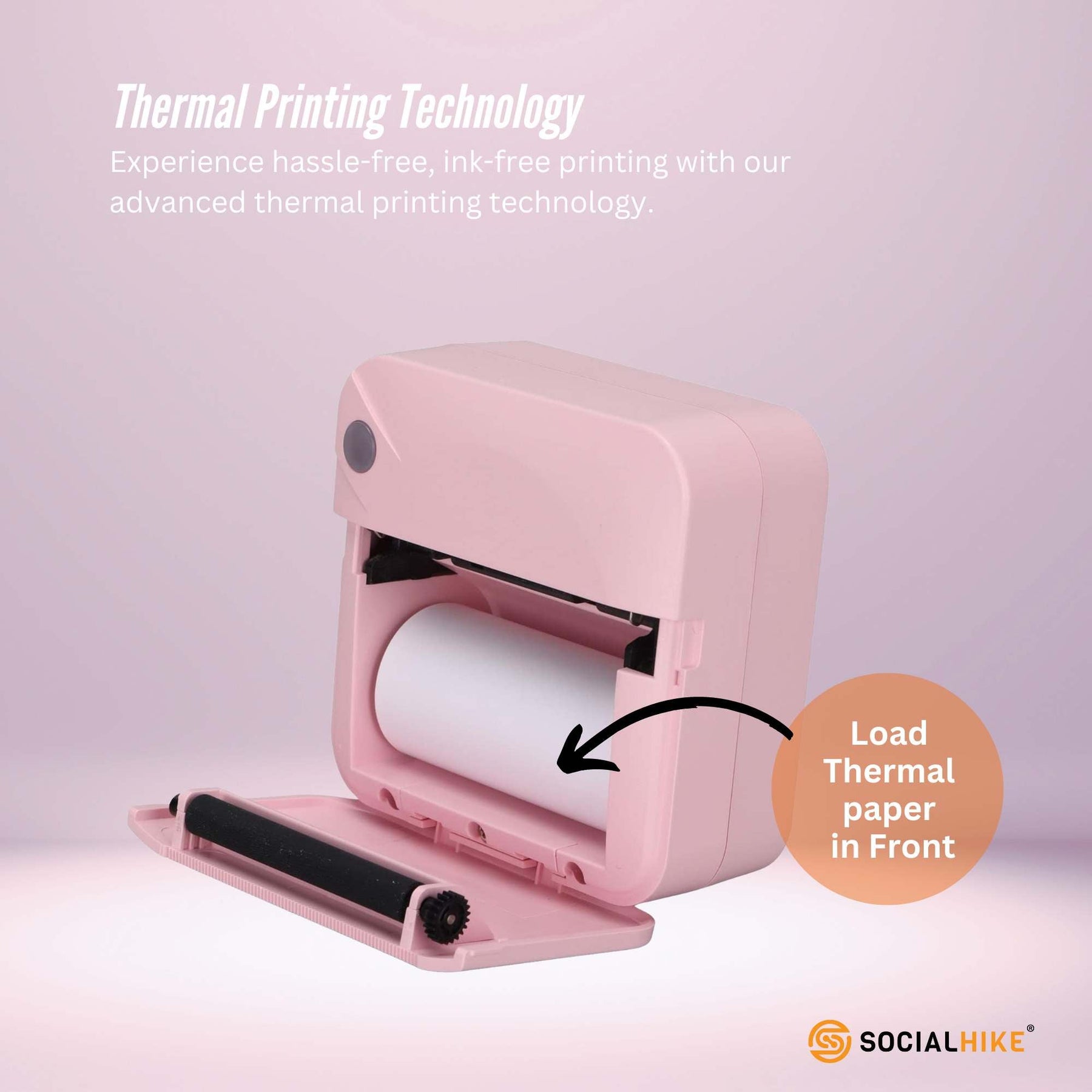 Social Hike Pink Portable Mini Thermal Printer