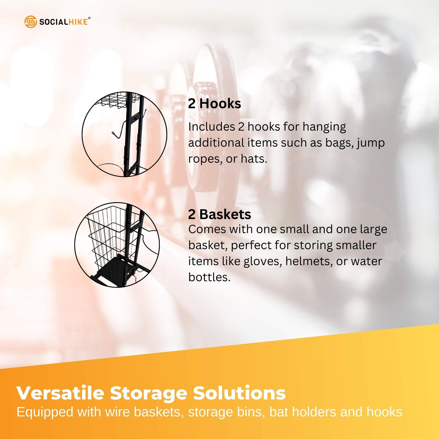 Premium 7-Tier Sports Equipment Storage Rack with Ball Holders - Black