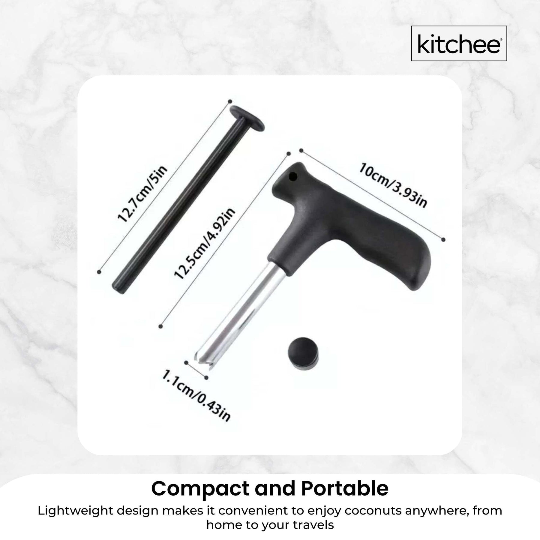 Kitchee Coconut Opener Tool - Stainless Steel, 200x, Compact & Durable - SuperSaverAU - view 3