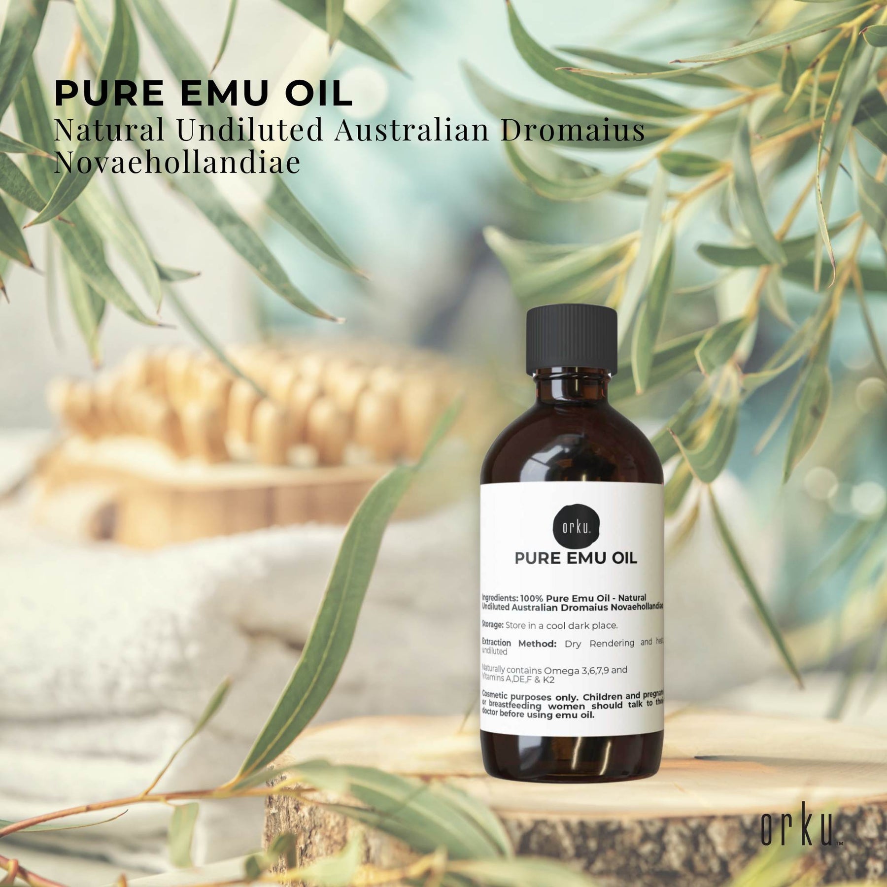 Orku 250ml Pure Emu Oil - Natural Undiluted Australian Dromaius Novaehollandiae - SuperSaverAU - view 2