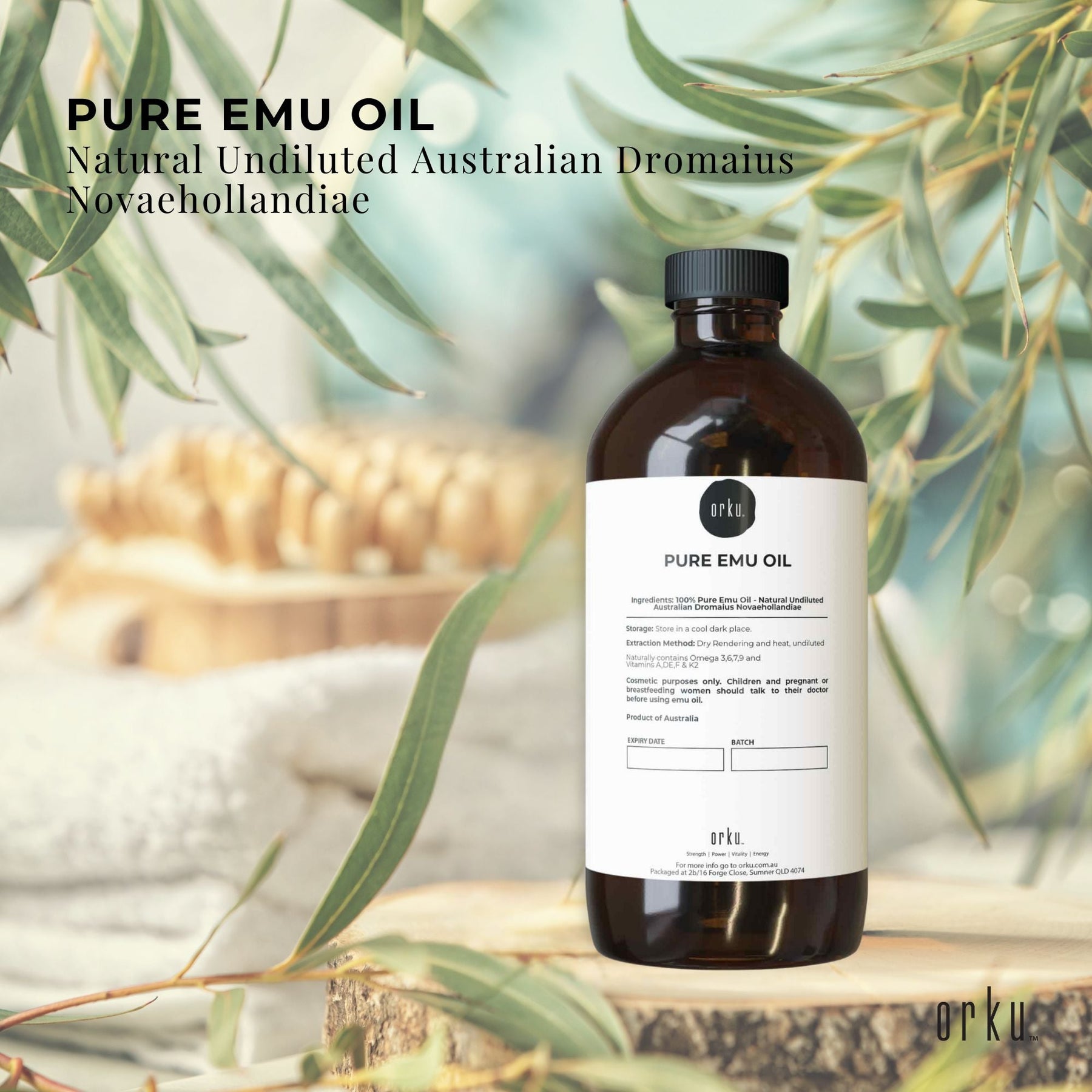Orku 500ml Pure Emu Oil - Natural Undiluted Australian Dromaius Novaehollandiae - SuperSaverAU - view 2