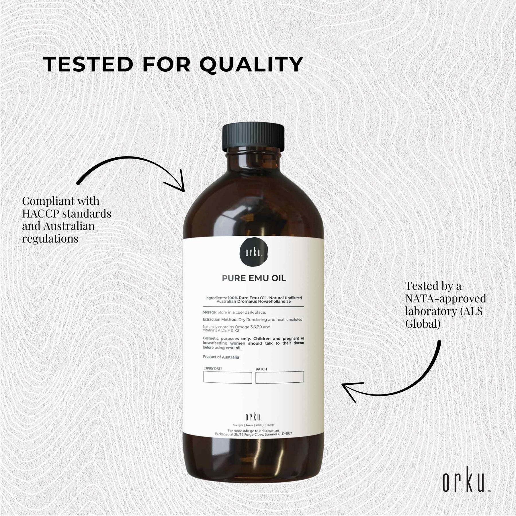 Orku 500ml Pure Emu Oil - Natural Undiluted Australian Dromaius Novaehollandiae - SuperSaverAU - view 6
