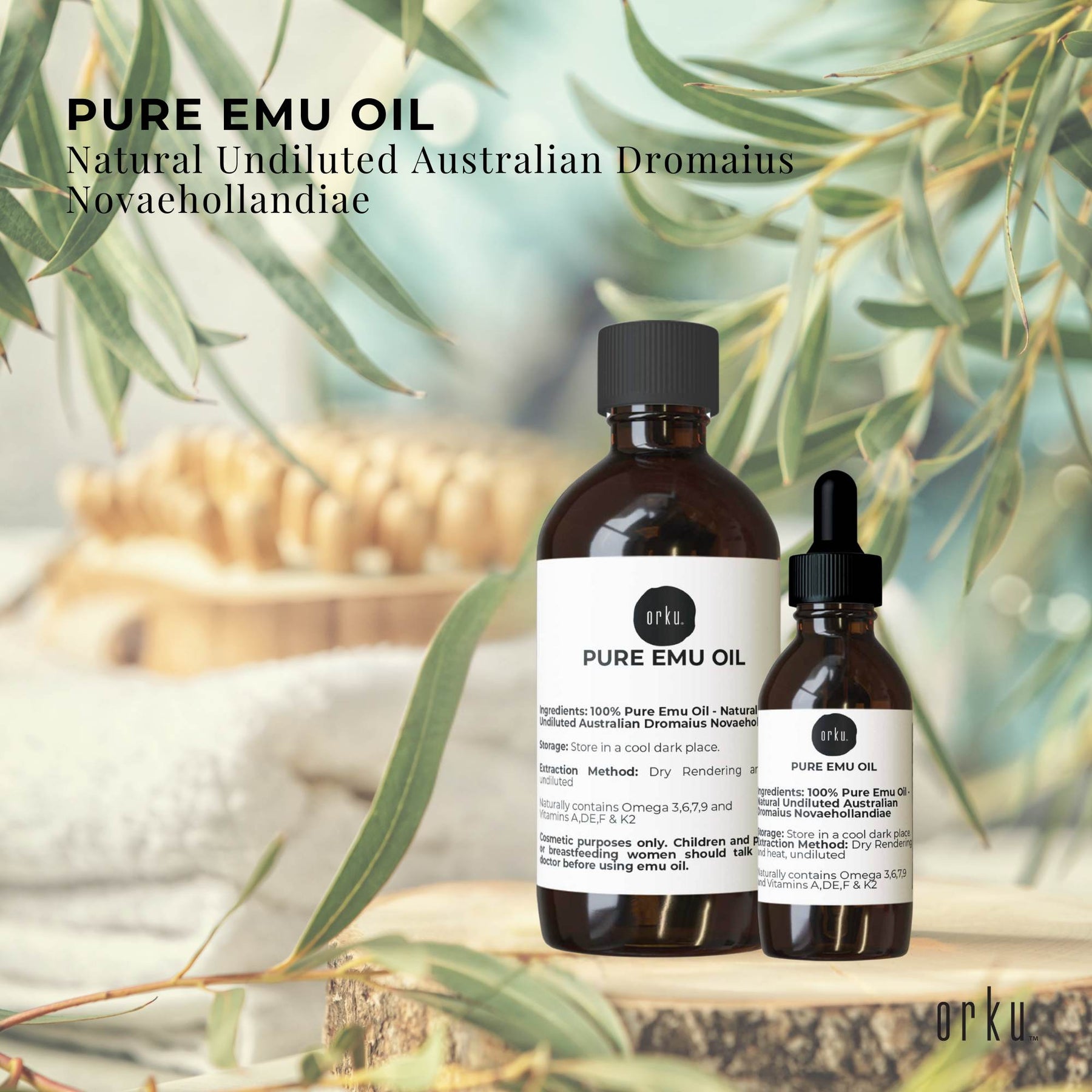 Orku 250ml Pure Emu Oil + Bonus 25ml Bottle - Australian Dromaius Novaehollandiae - SuperSaverAU - view 2