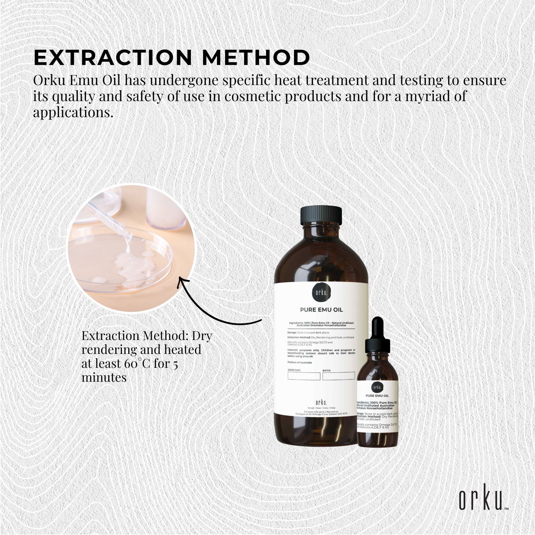 Orku 500ml Pure Emu Oil + Bonus 25ml Bottle - Australian Dromaius Novaehollandiae - SuperSaverAU - view 5