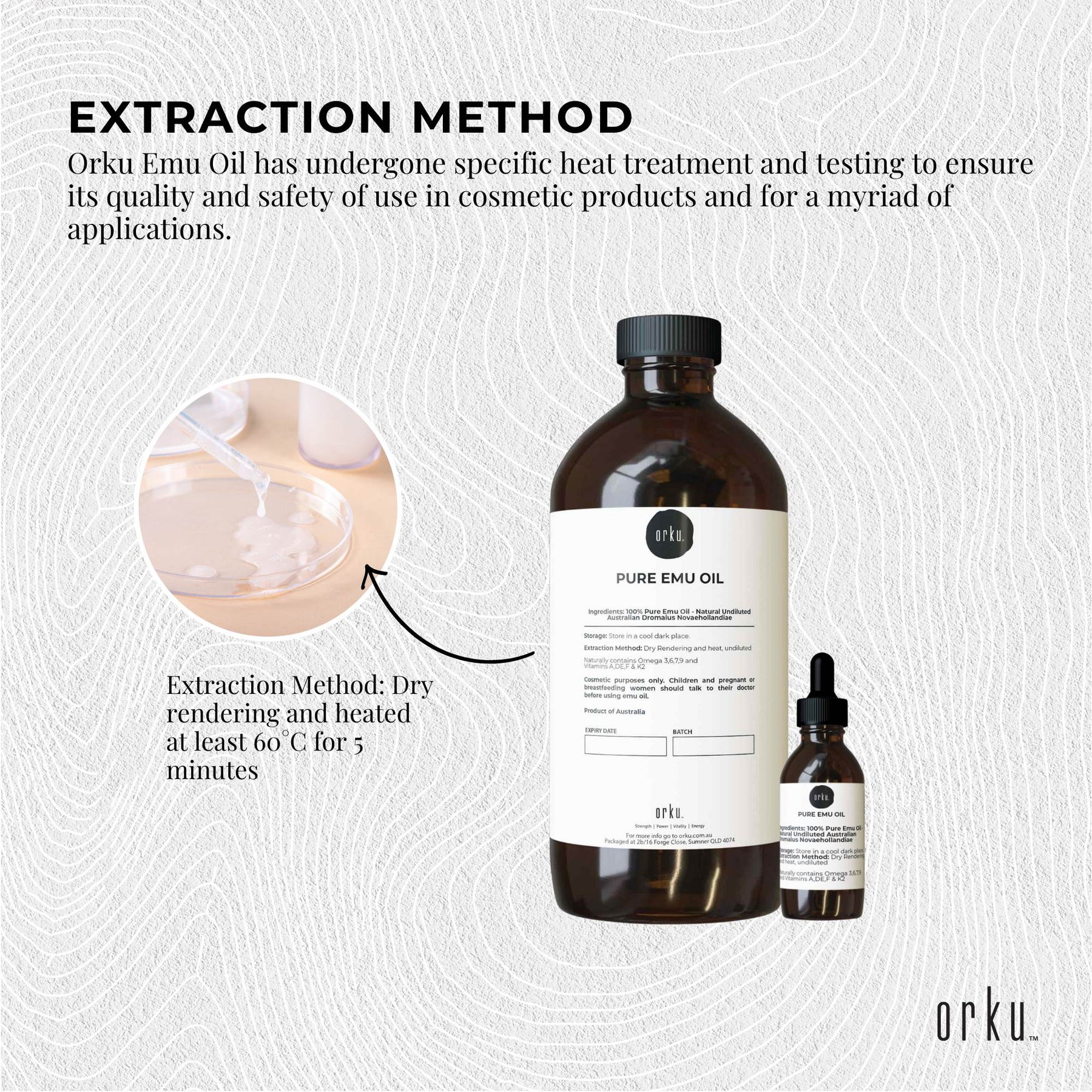 Orku 1L Pure Emu Oil + Bonus 25ml Bottle - Australian Dromaius Novaehollandiae - SuperSaverAU - view 5