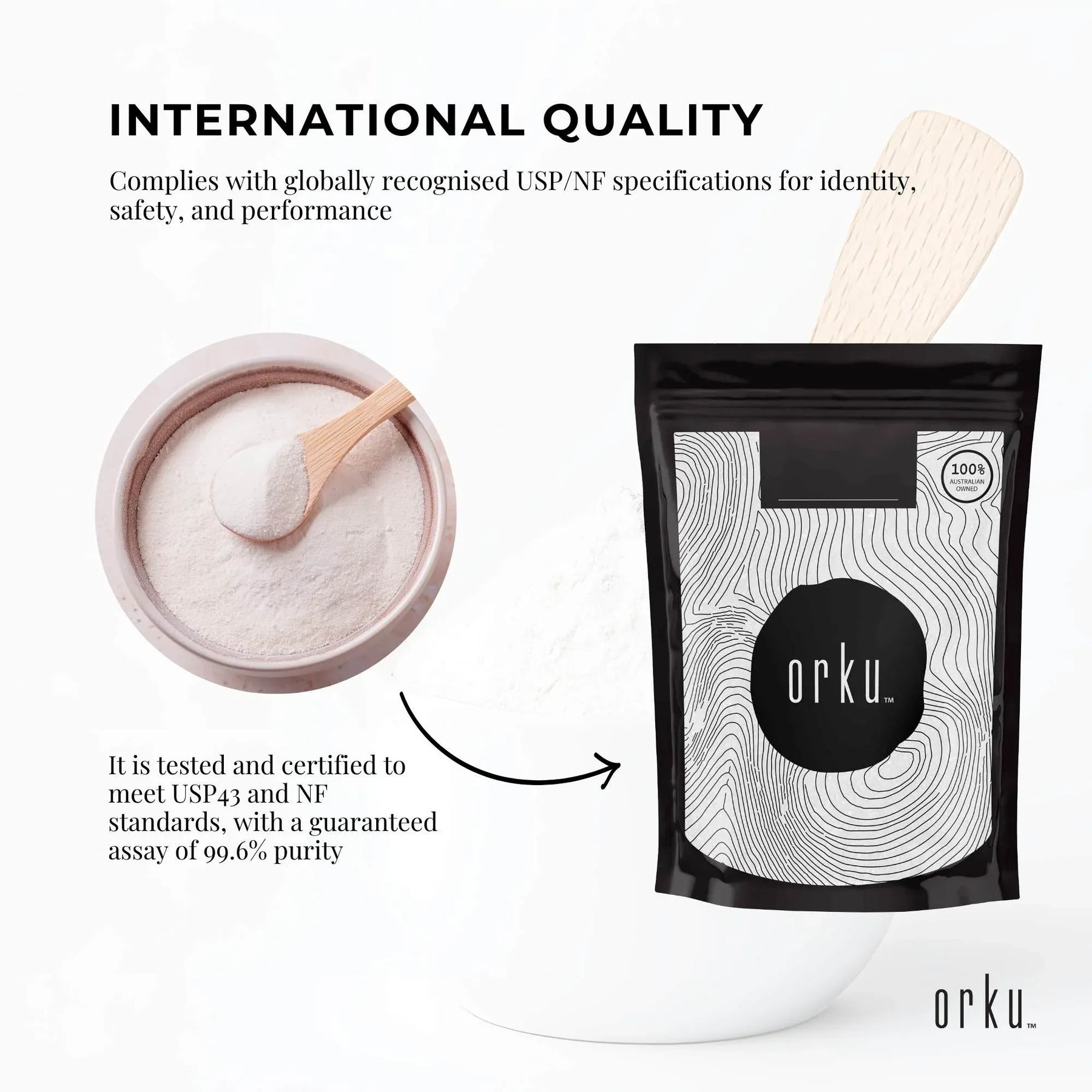 Orku Myo Inositol Powder 400g - USP Grade, Vegan, Gluten-Free, Unflavoured