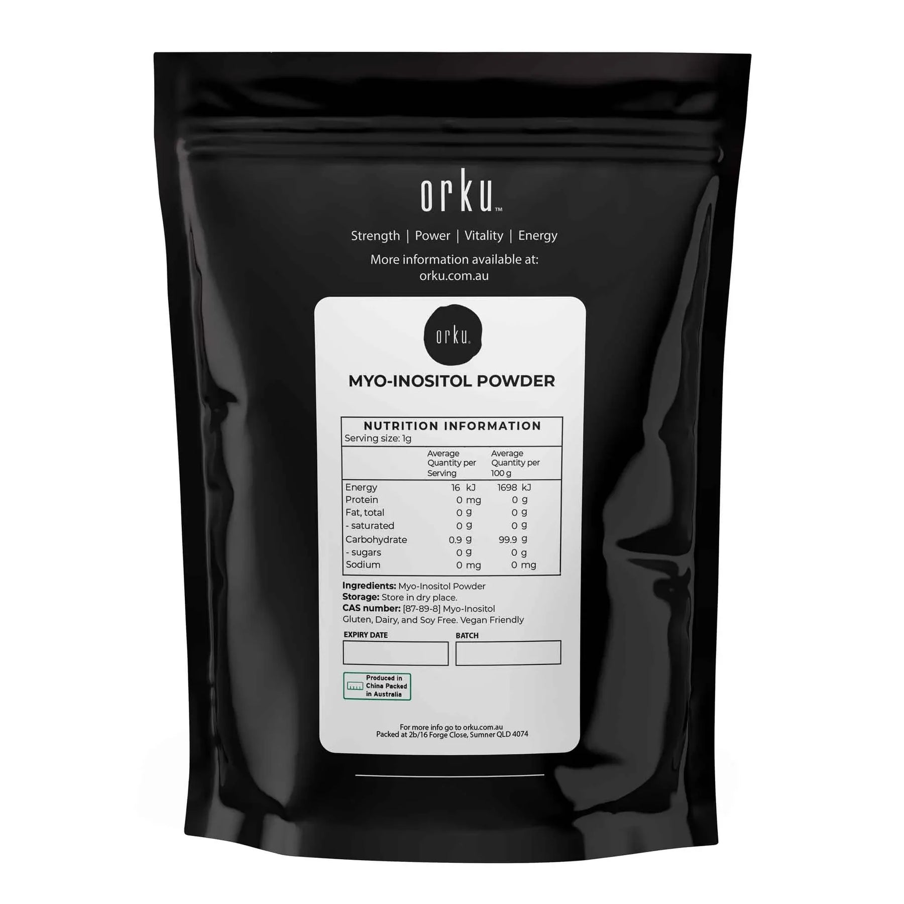 Orku Myo Inositol Powder 2Kg - USP Grade, Vegan, Gluten-Free, Unflavoured