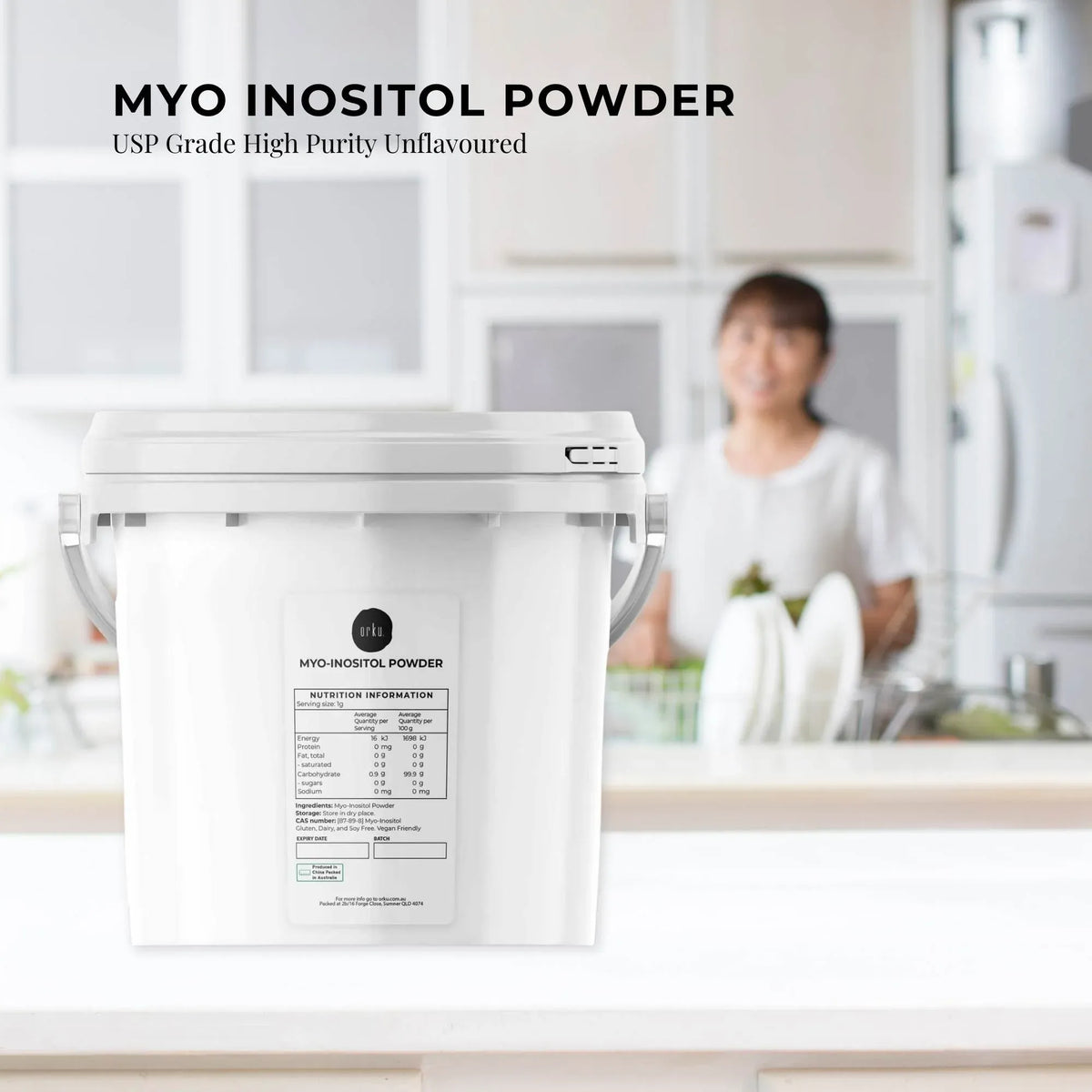Orku Myo Inositol Powder 3.5Kg - USP Grade, Vegan, Gluten-Free, Unflavoured