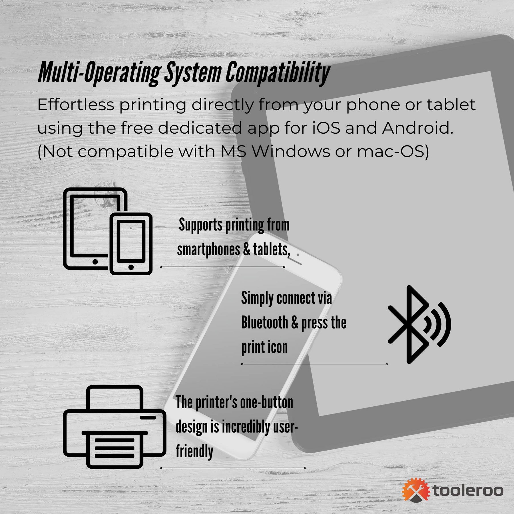 Tooleroo Portable A4 Thermal Printer Black + Paper Kit - Wireless and Inkless - SuperSaverAU - view 4