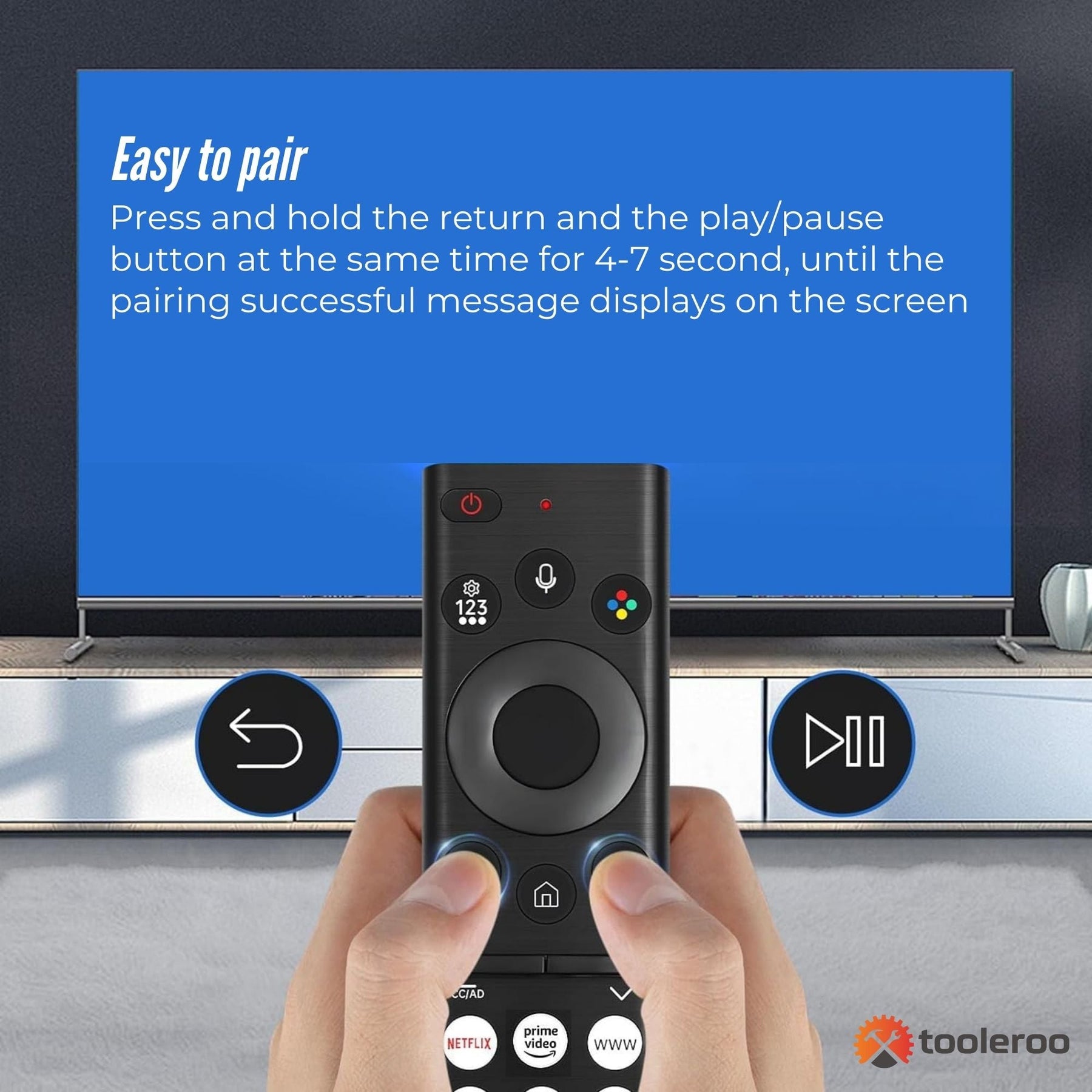 Tooleroo Smart TV Remote Control Replacement For Samsung Voice URC01910F - SuperSaverAU - view 5