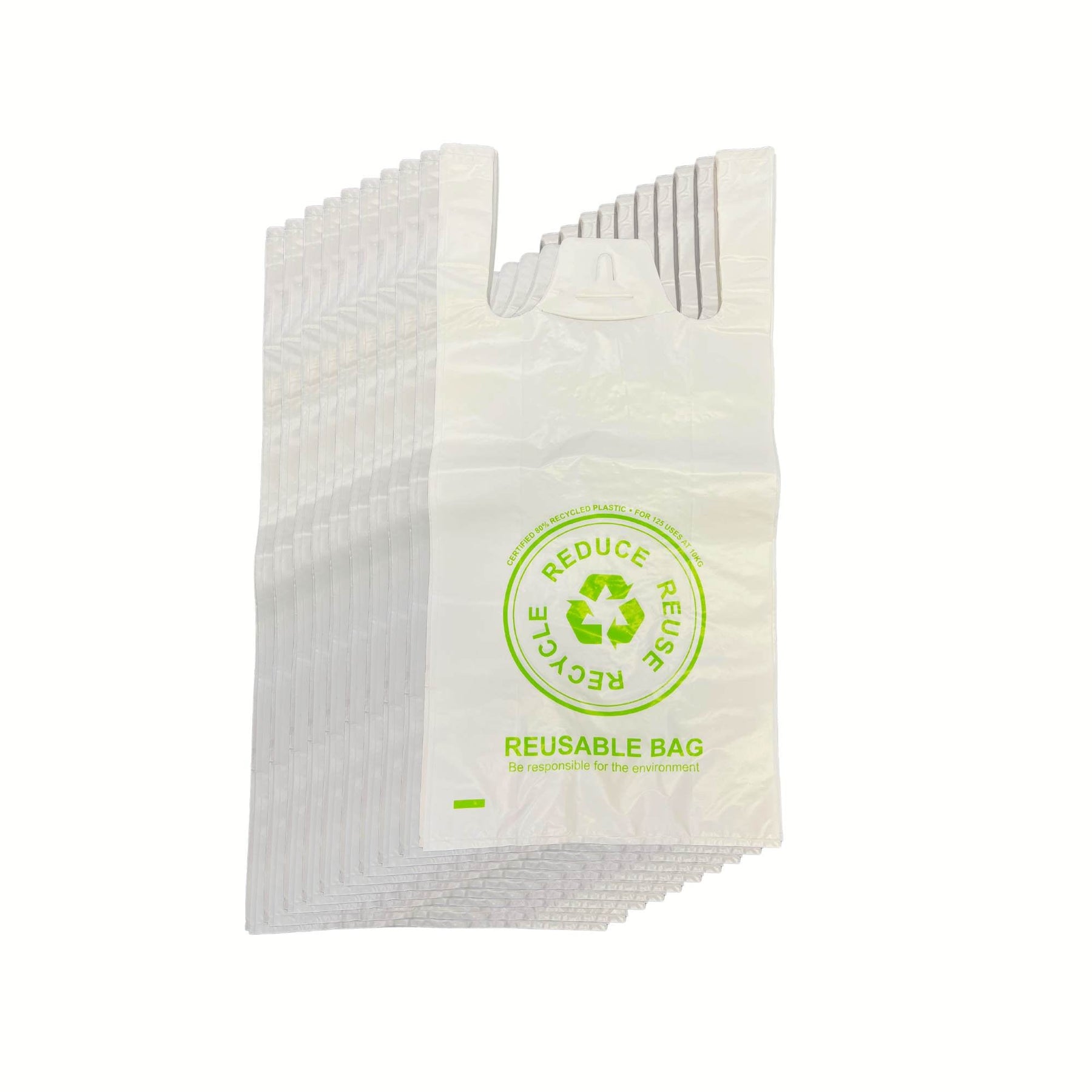 Reusable Plastic Singlet Shopping Bags 1000x 245mm x 475mm 80% Recycled Compliant - SuperSaverAU - view 1