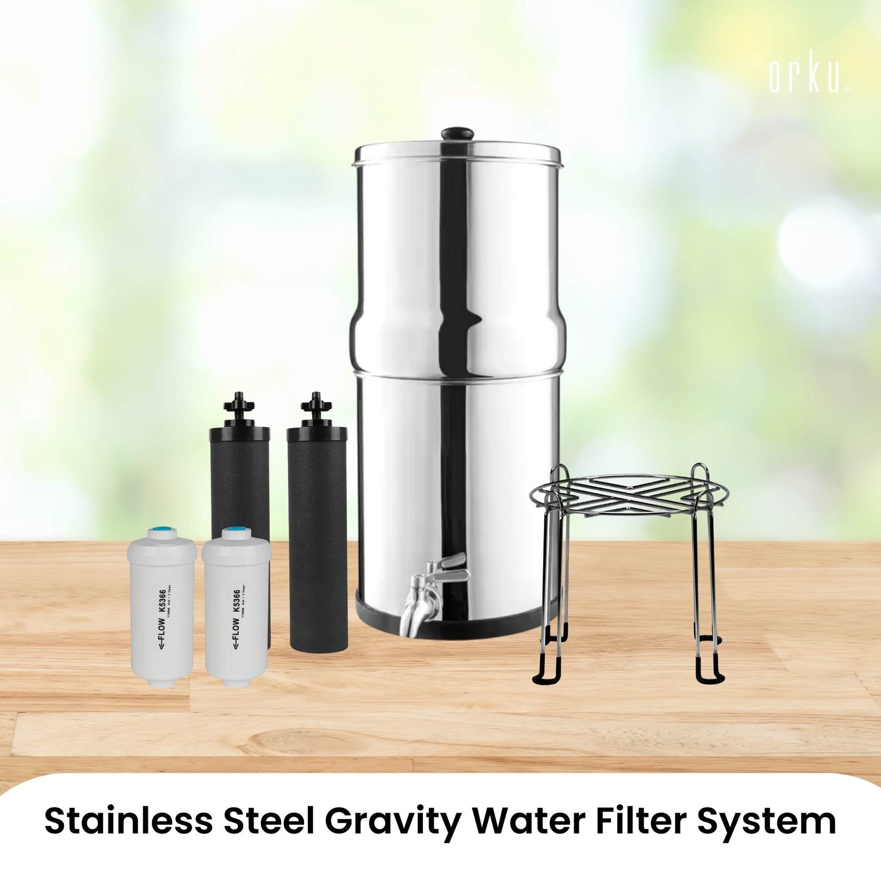 Orku 8.5L Gravity Benchtop Water Filter - Stainless Steel Fluoride Removal - SuperSaverAU - view 2