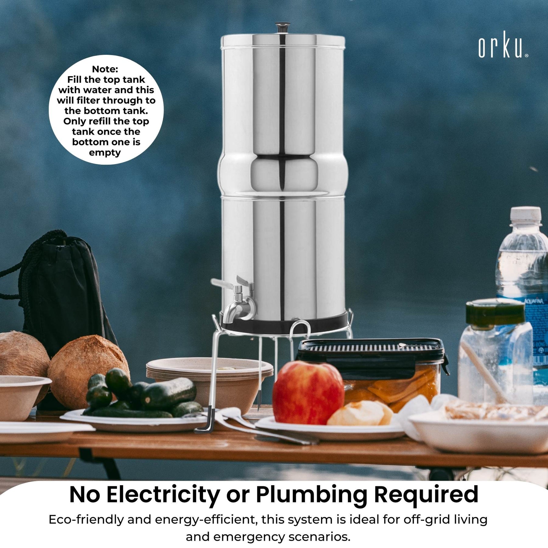 Orku 8.5L Gravity Benchtop Water Filter - Stainless Steel Fluoride Removal - SuperSaverAU - view 9