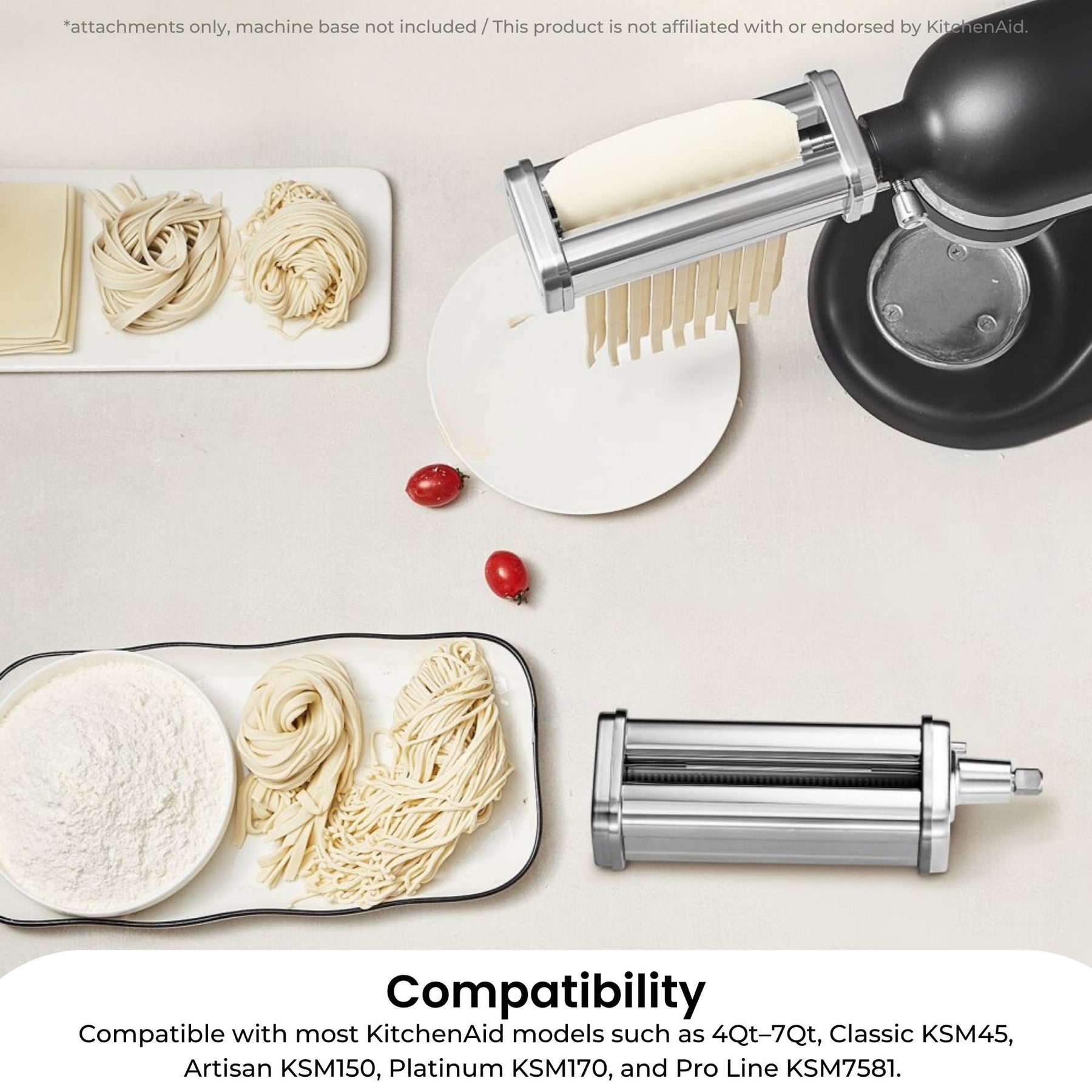 Kitchee Pasta Noodle Maker Roller Cutter Attachments - Compatible with KitchenAid Mixer - SuperSaverAU - view 3