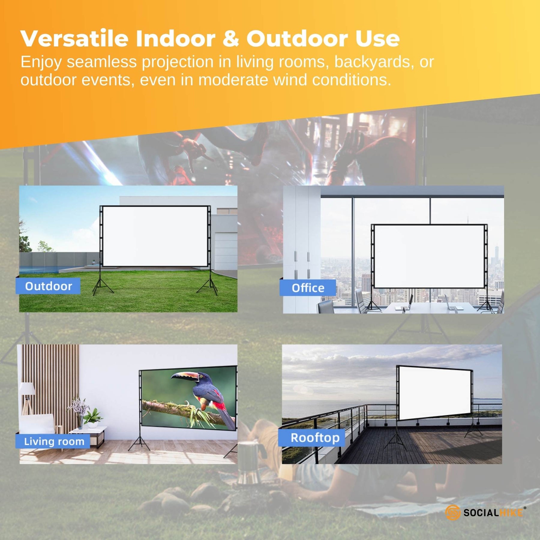 120” Portable Movie Projector Screen - Outdoor Indoor 16:9 4K Tripod Stand Case - SuperSaverAU - view 3