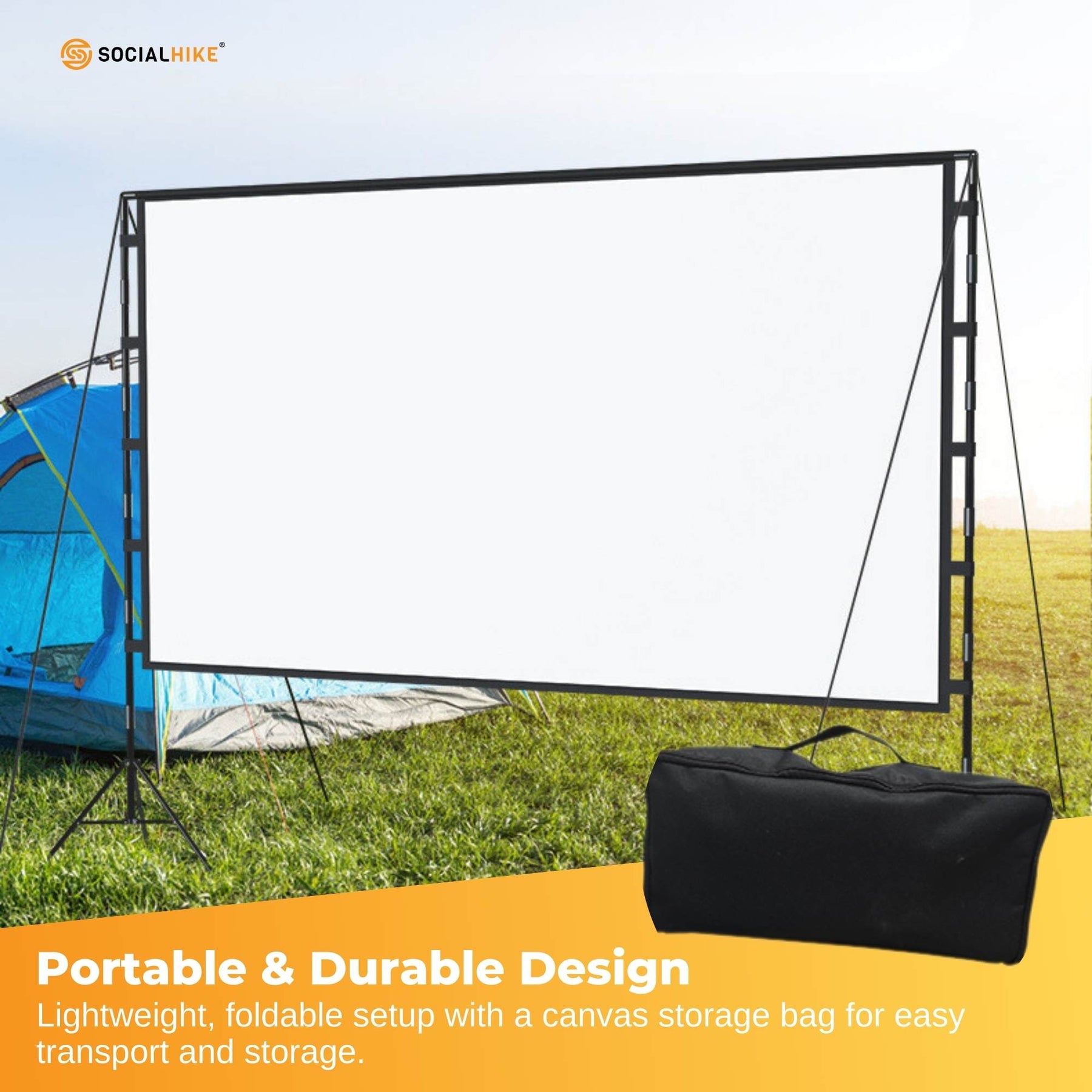 120” Portable Movie Projector Screen - Outdoor Indoor 16:9 4K Tripod Stand Case - SuperSaverAU - view 4