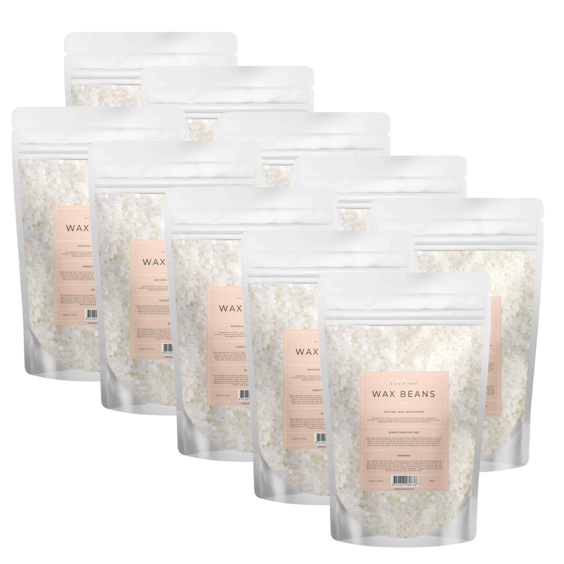 Premium Milk Hard Wax Beads 400g 10 Pack Stripless Hair Removal Wax