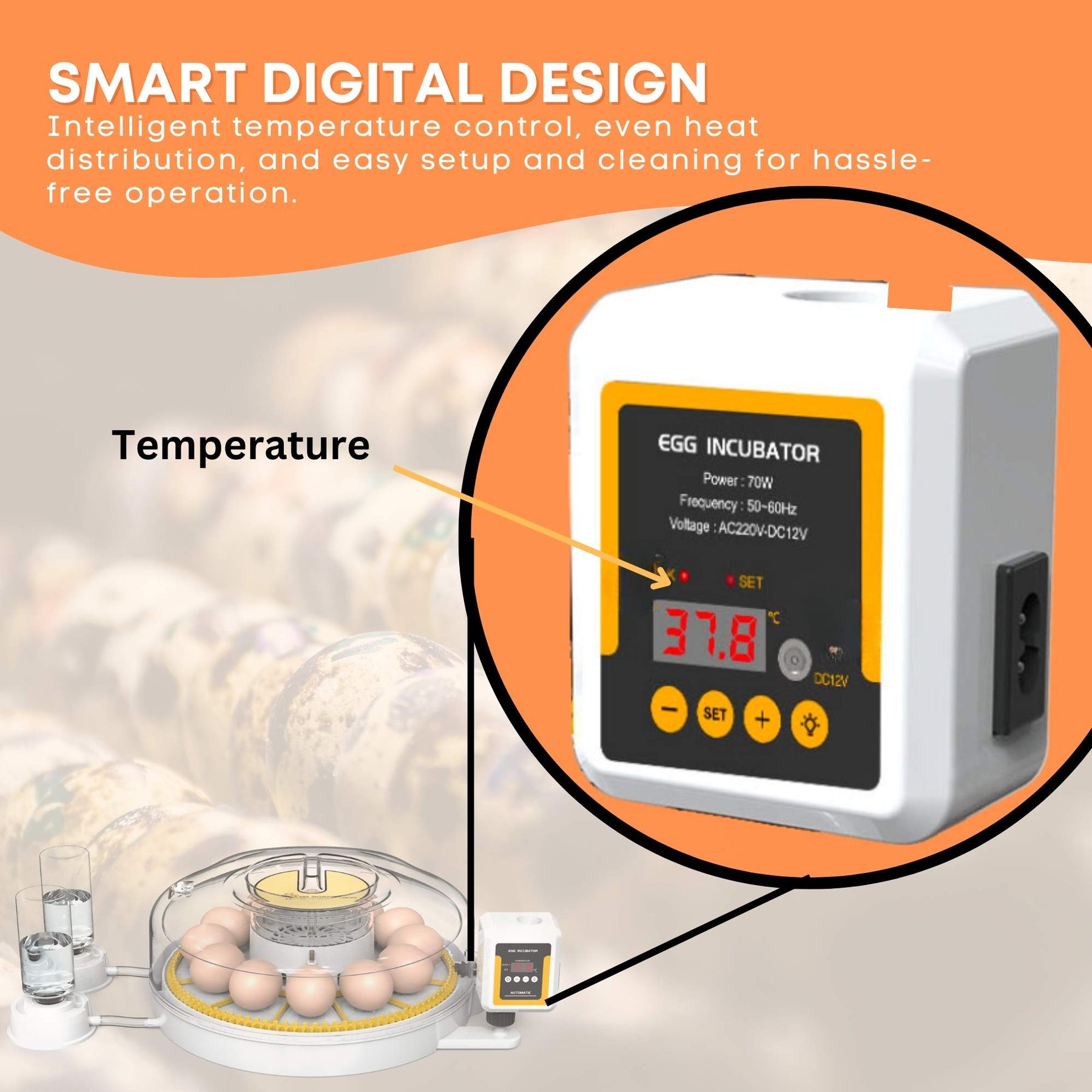 Digital Automatic Egg Incubator for 12 Eggs - Chicken, Quail, Duck, Auto Turning - SuperSaverAU - view 10