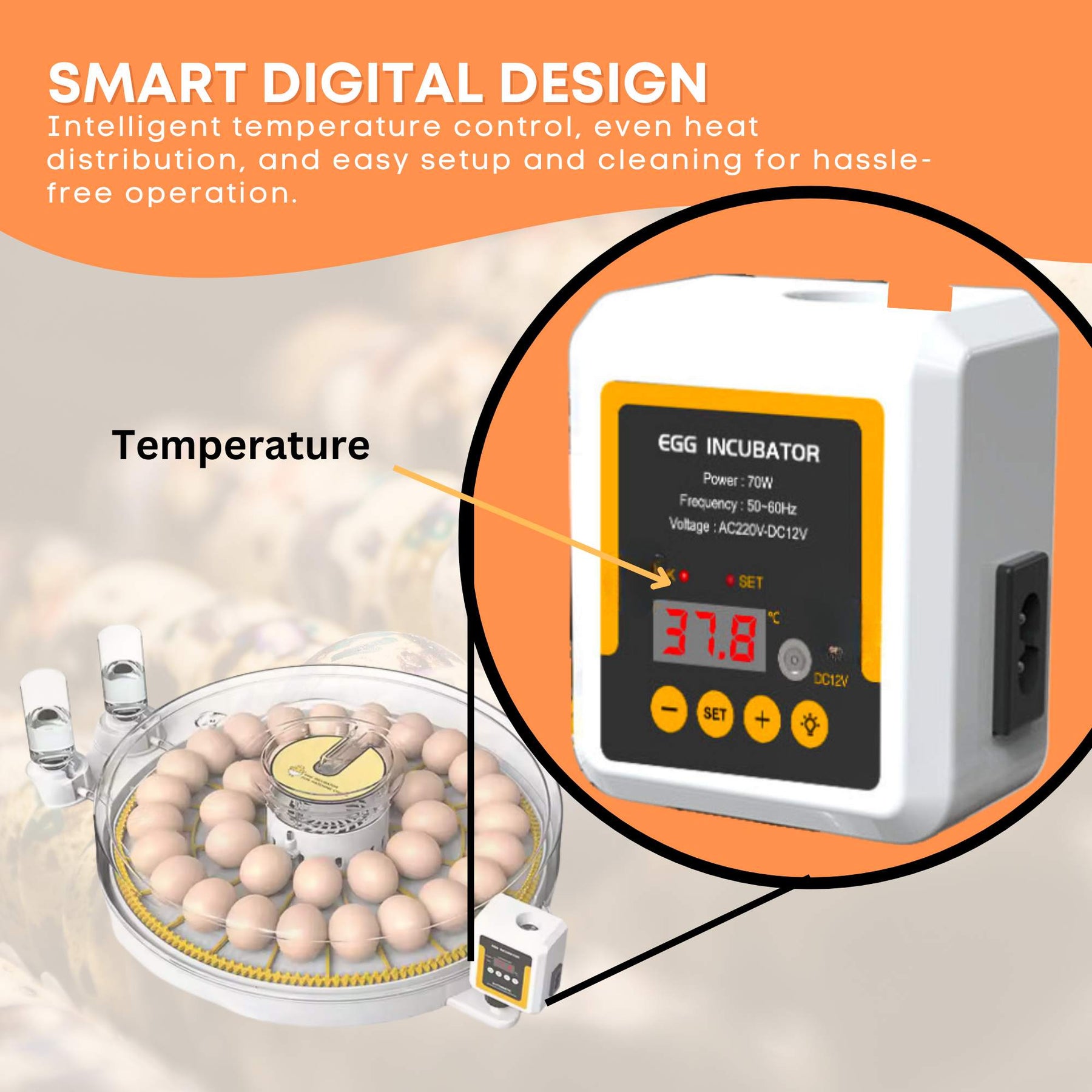 Digital Automatic Egg Incubator - 35 Egg Capacity, Dual Power, Auto Turning & Water Supply - SuperSaverAU - view 6