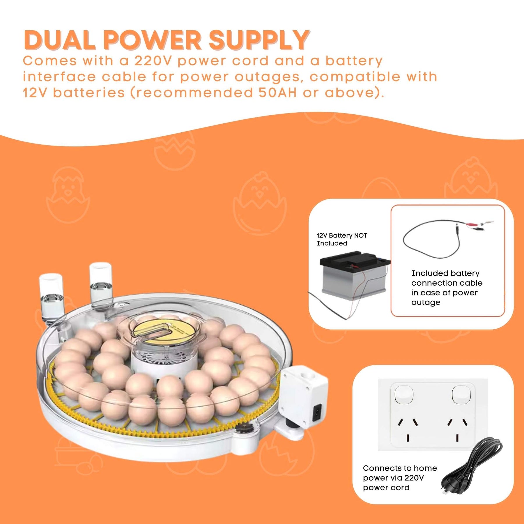 Digital Automatic Egg Incubator - 35 Egg Capacity, Dual Power, Auto Turning & Water Supply - SuperSaverAU - view 9