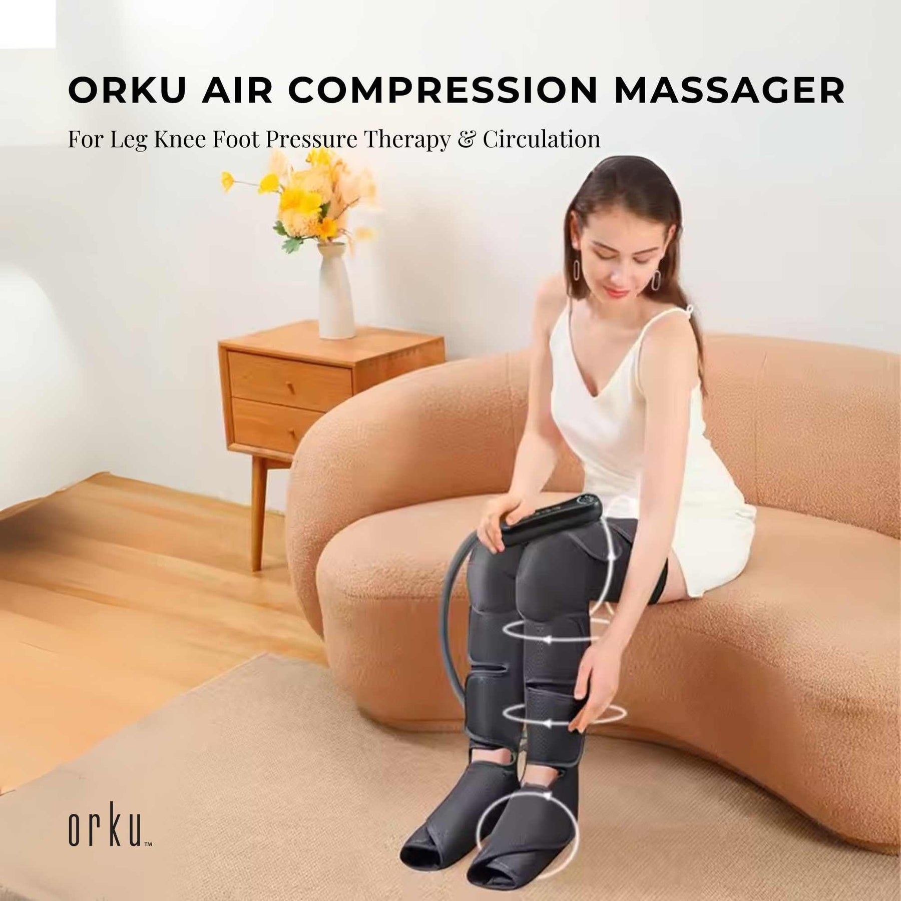 Orku Air Compression Leg and Foot Massager with Heat – 12 Airbags, 5 Levels, Portable - SuperSaverAU - view 2