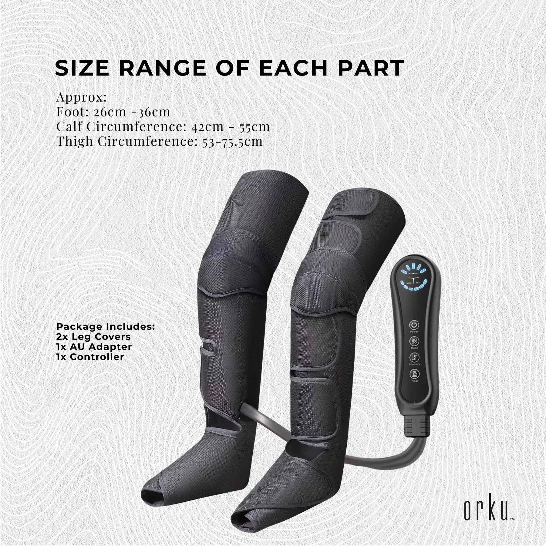 Orku Air Compression Leg and Foot Massager with Heat – 12 Airbags, 5 Levels, Portable - SuperSaverAU - view 7