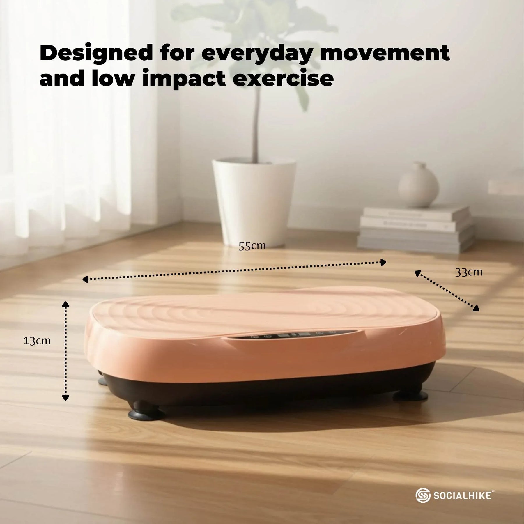 Social Hike KW566 Vibration Plate Machine 200W with 99 Speeds & Bands - Pink