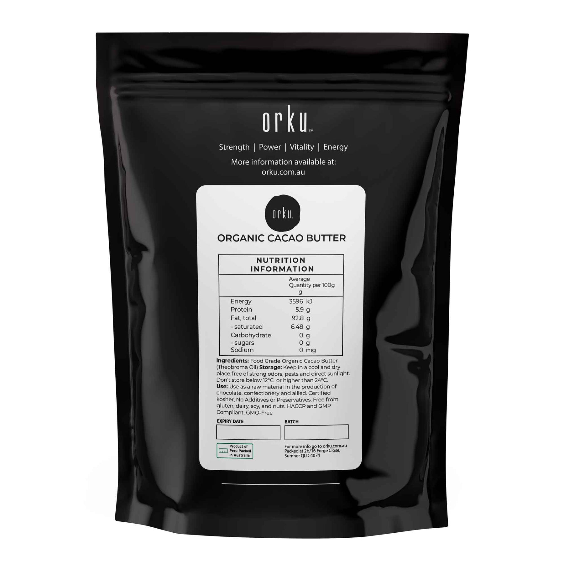 Orku Organic Cacao Butter 1Kg - 100% Pure, Cold-Pressed, Food Grade - SuperSaverAU - view 2
