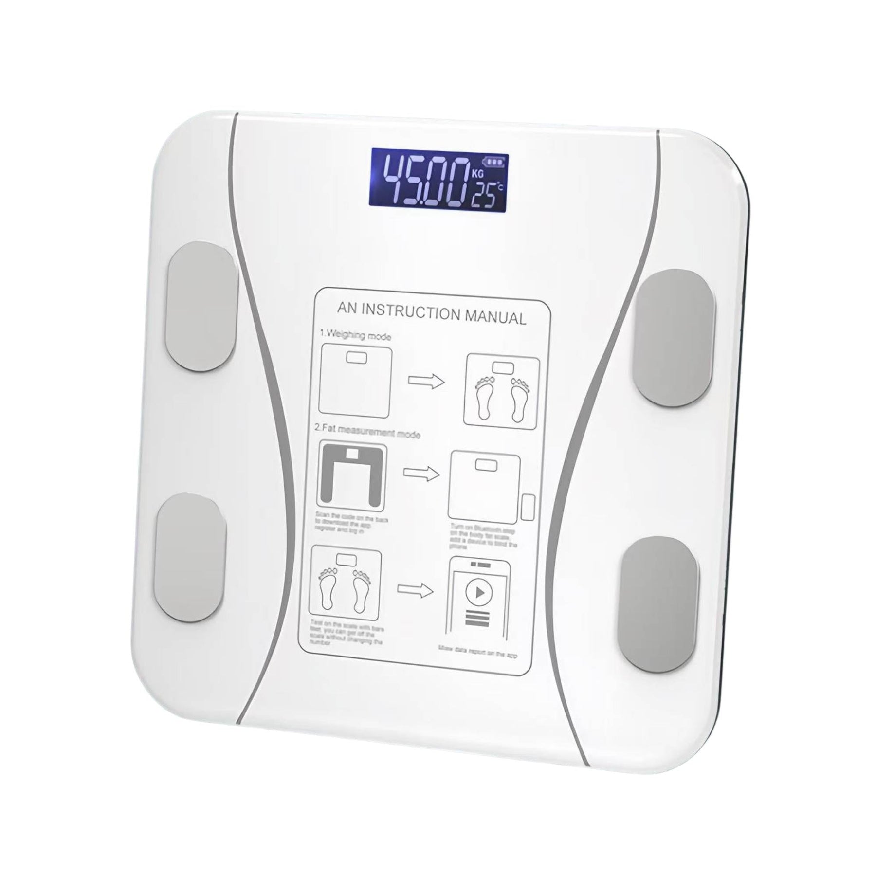Premium Bluetooth Smart Body Fat Scale with App & USB Charging - White