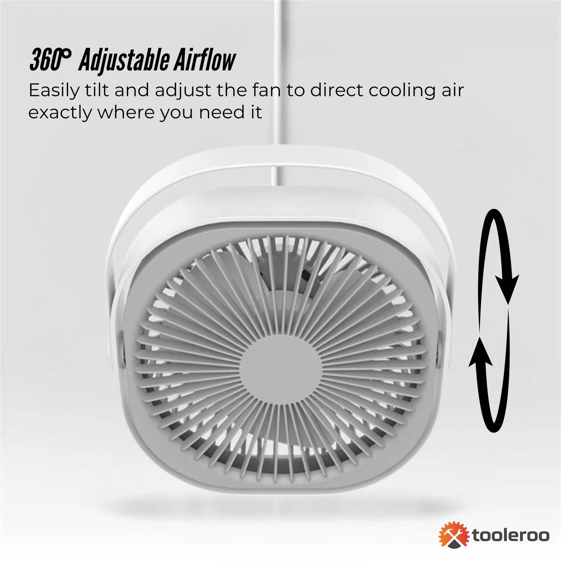3-Speed USB 20cm Desktop Fan – Quiet Portable Lightweight Rechargeable Cooler - SuperSaverAU - view 5