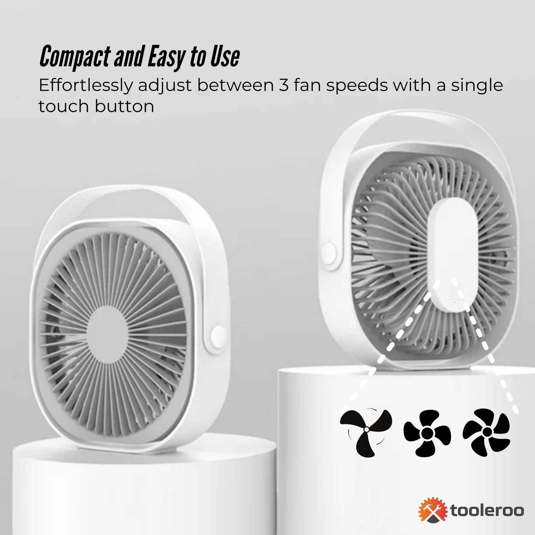 3-Speed USB 20cm Desktop Fan – Quiet Portable Lightweight Rechargeable Cooler - SuperSaverAU - view 7
