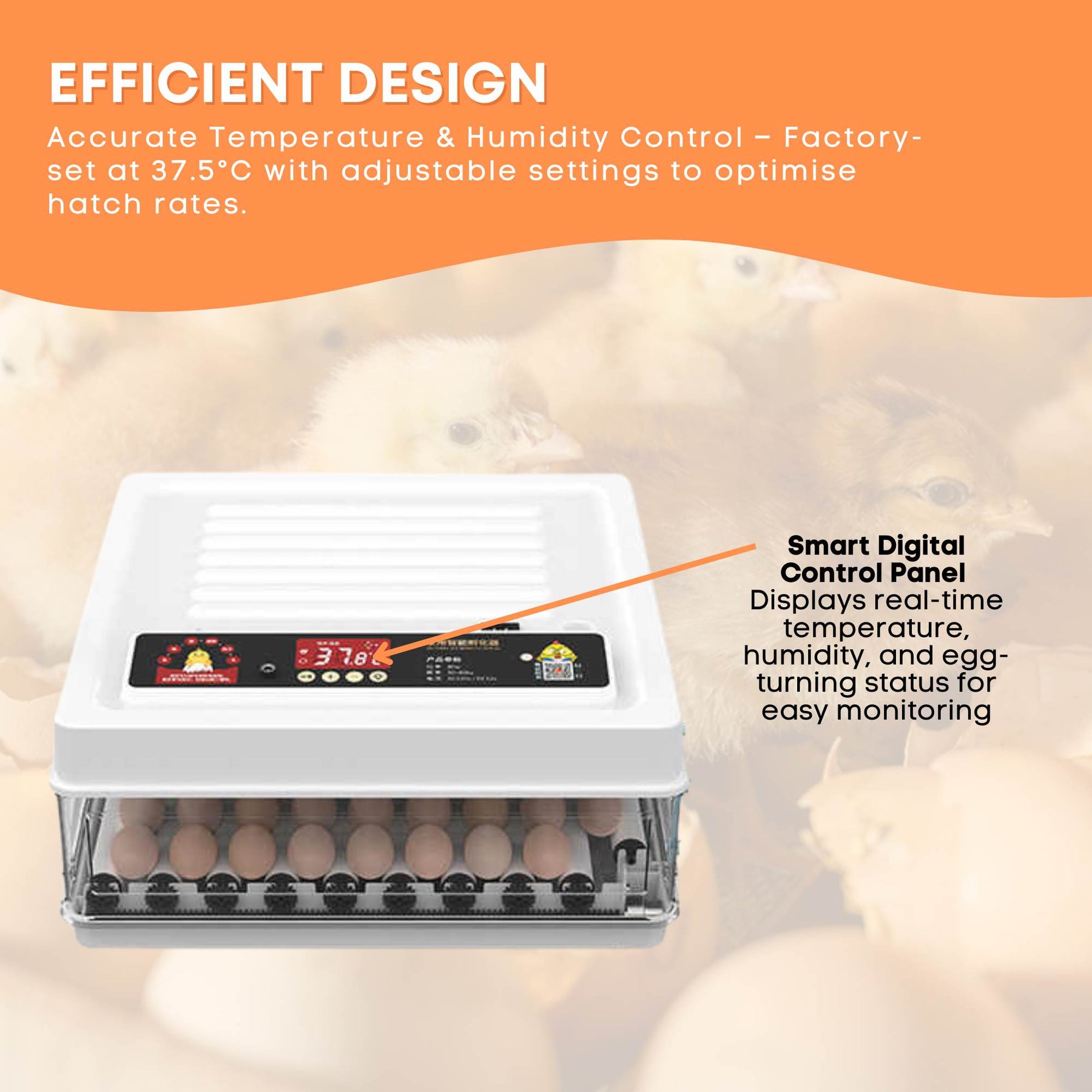 Premium Automatic 130 Egg Incubator with Digital Turning