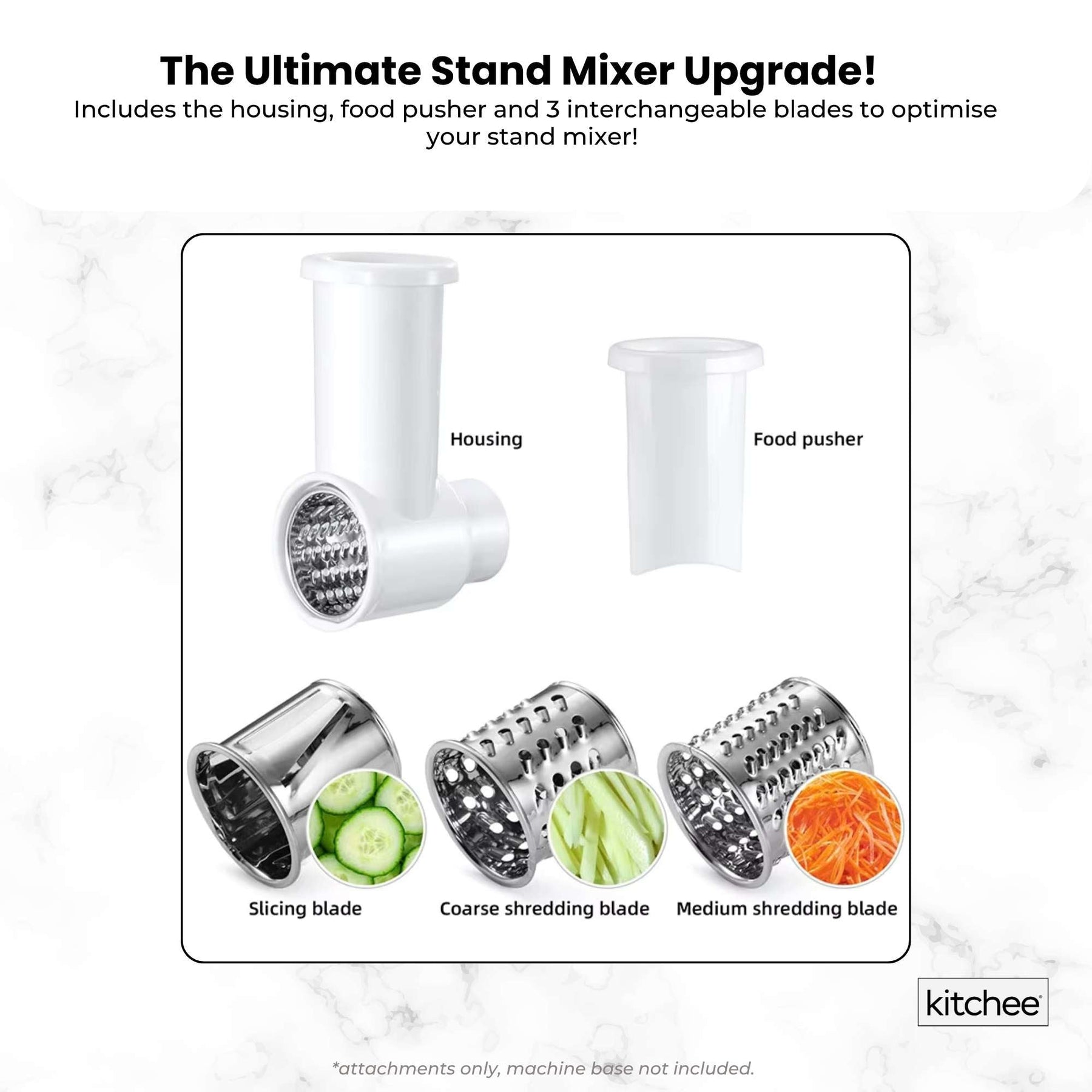 Kitchee Slicer Shredder Grater 3 Attachments - Compatible with KitchenAid Mixer - SuperSaverAU - view 5