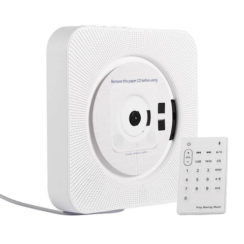 Tooleroo Wall Mountable CD Player Speaker - Bluetooth HiFi FM Radio White - SuperSaverAU - view 1