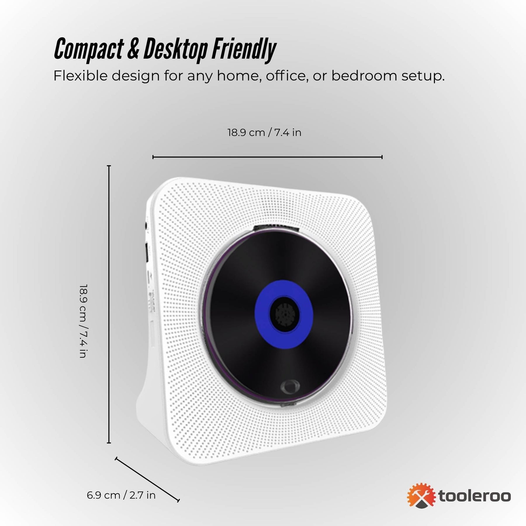 Tooleroo Bluetooth Portable Desktop CD Player Speaker - White