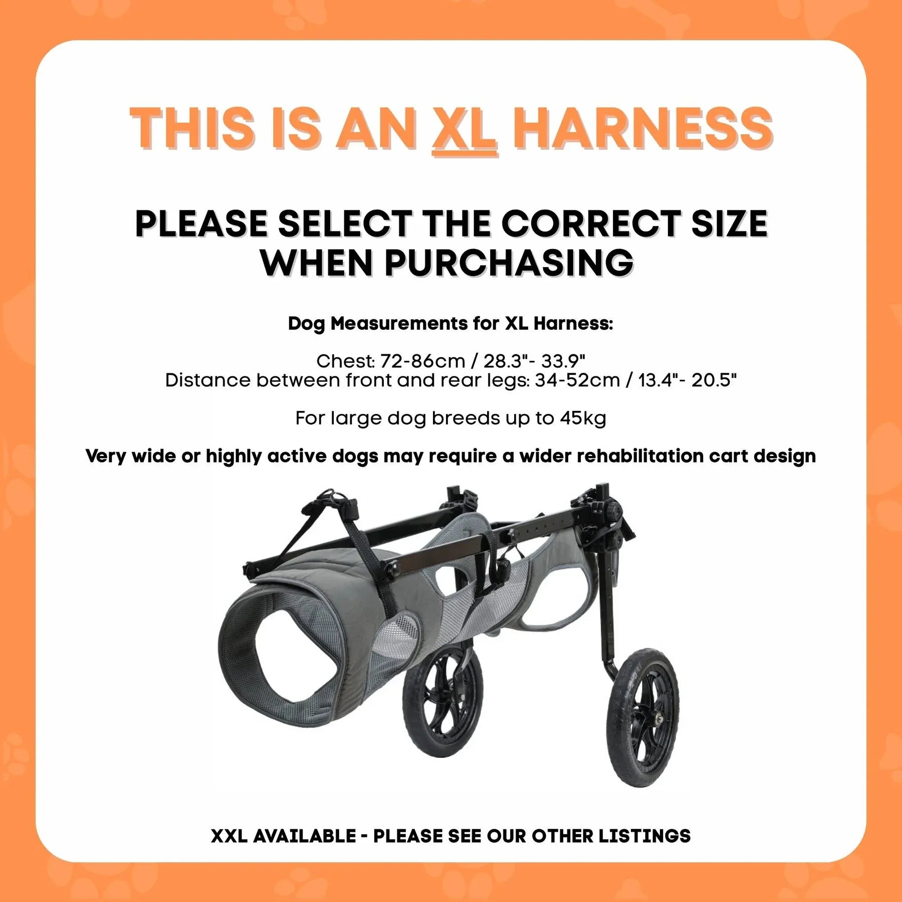 Rooster Farms Large Dog Wheelchair XL Harness - Adjustable, Durable, Lightweight