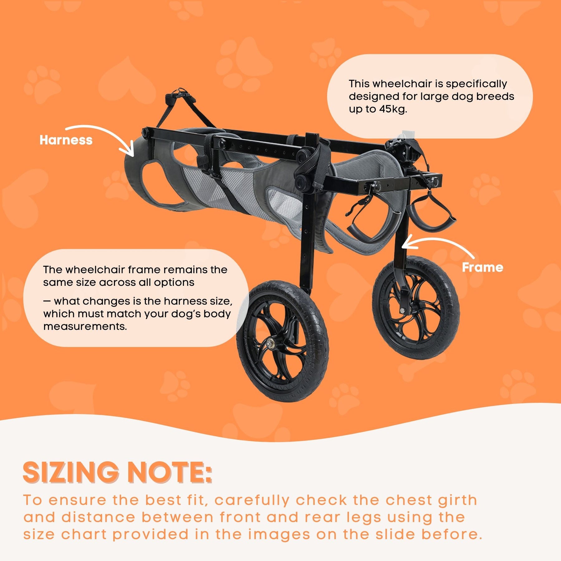 Rooster Farms Large Dog Wheelchair XXL Harness - Adjustable, Durable, Lightweight - SuperSaverAU - view 6