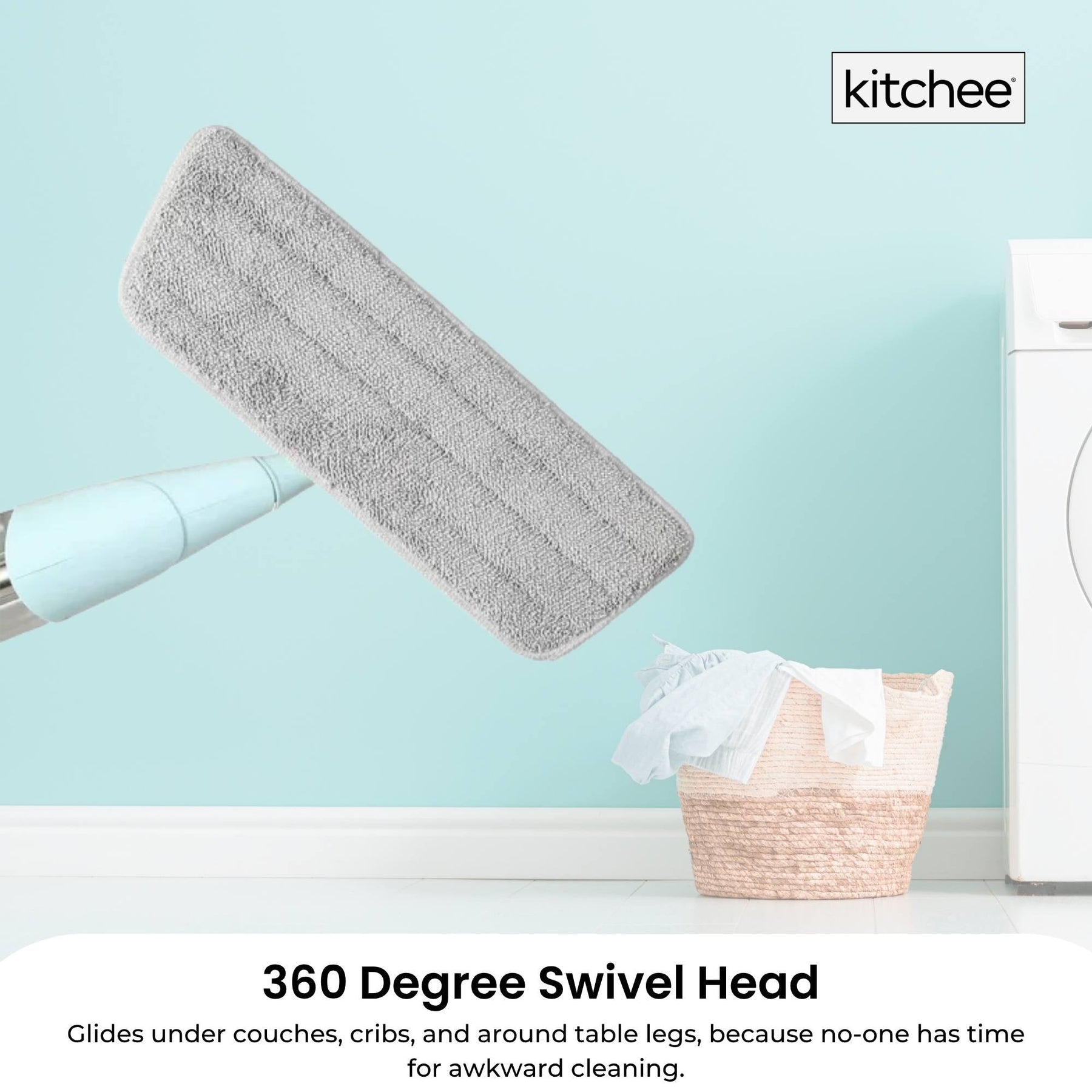 Kitchee Refillable Spray Floor Mop with Washable Microfibre Pad - 380ml