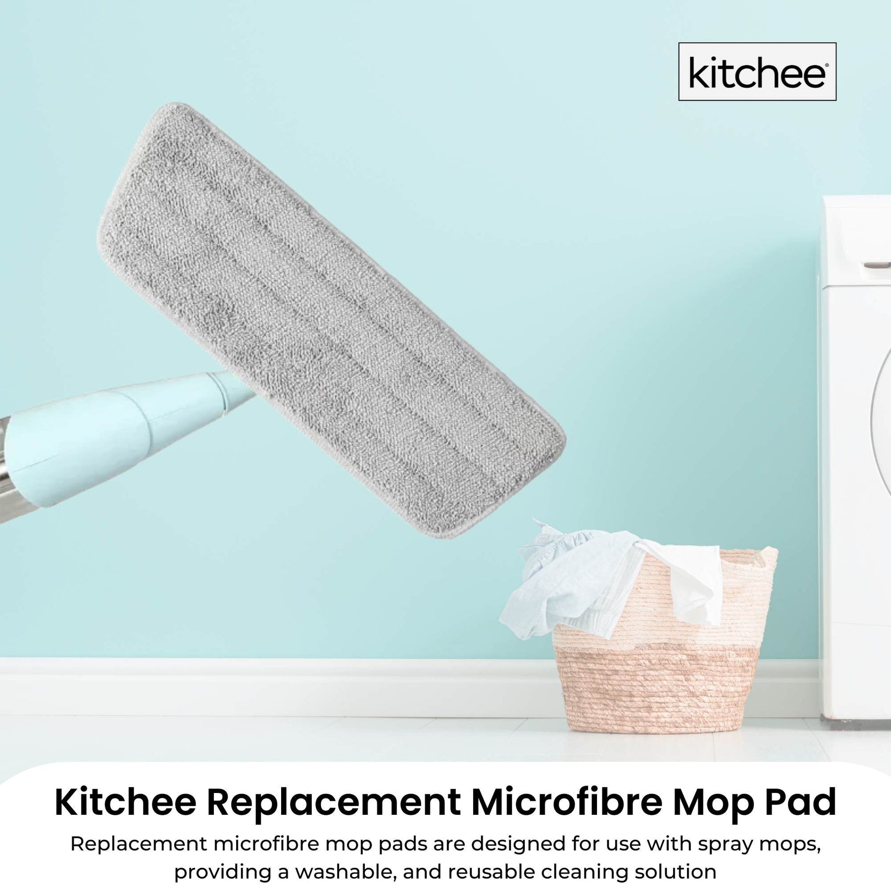 Kitchee Replacement Microfibre Mop Pad for Spray Floor Mop - 39 x 13cm