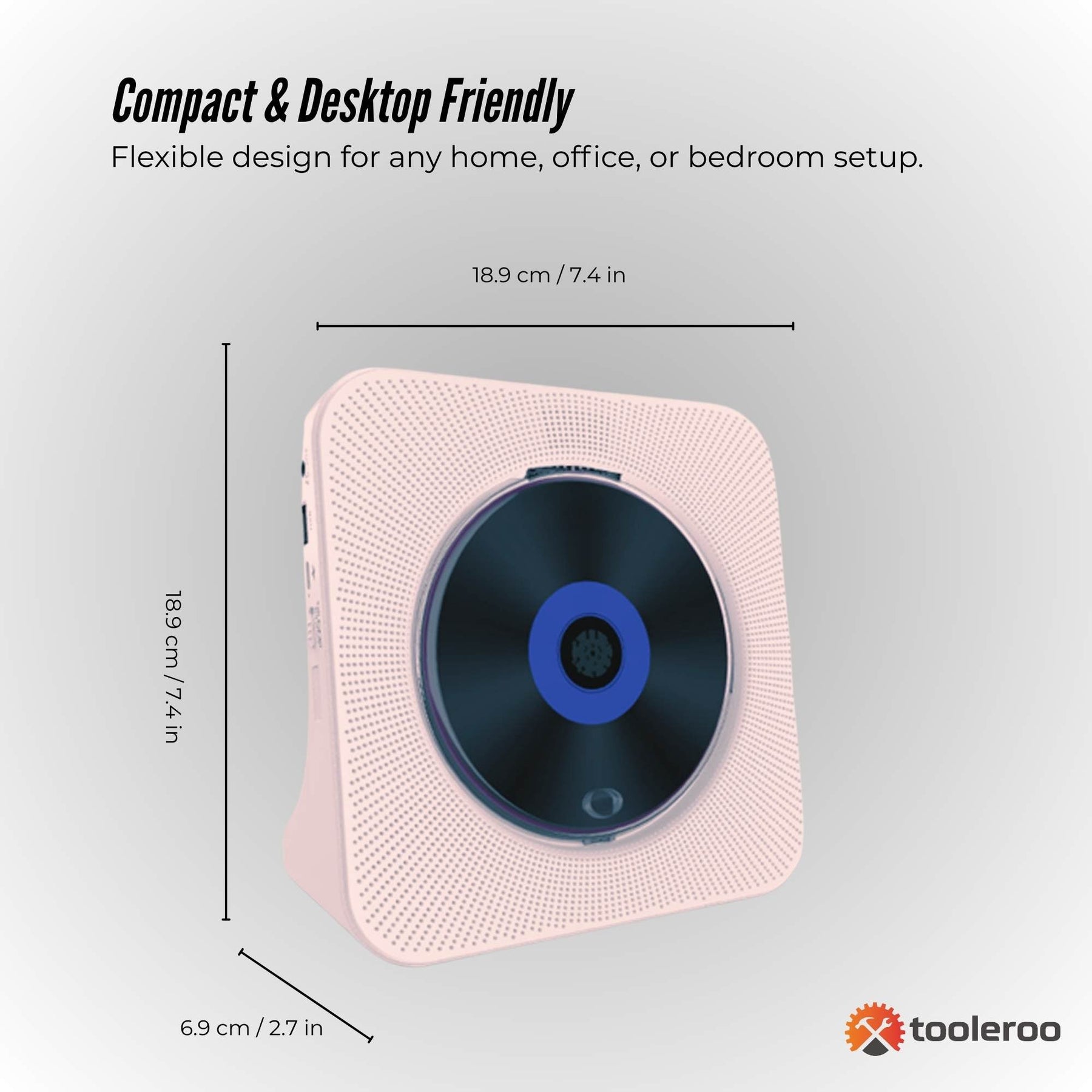 Tooleroo Bluetooth Portable Desktop CD Player Speaker - Pink