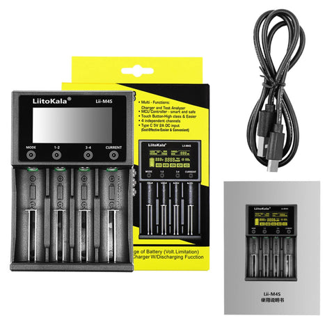 LiitoKala Lii-M4S Battery Charger LCD 4-Slot USB Li-ion NiMH Test Discharge Mode - SuperSaverAU - view 1
