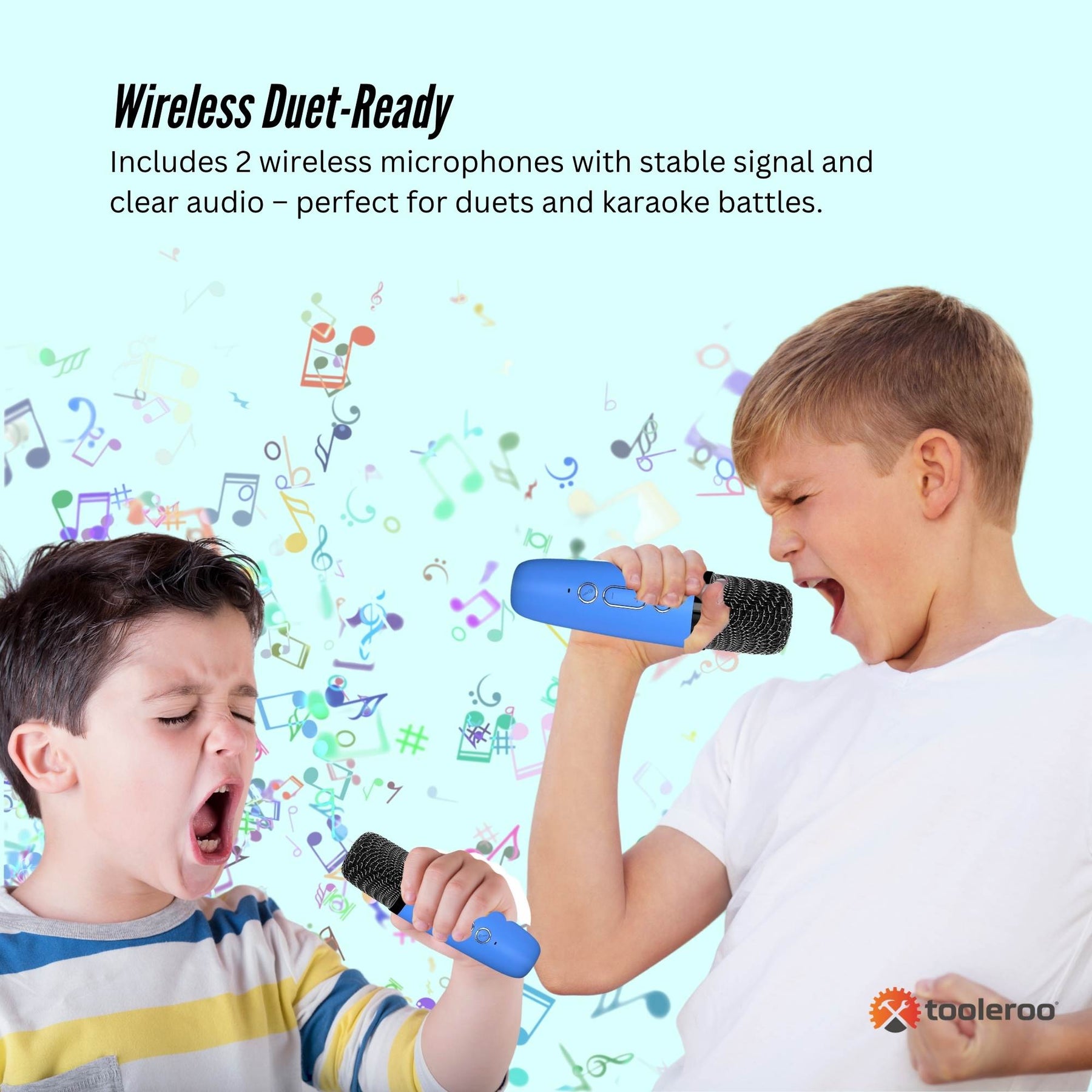 Mini Karaoke Machine and 2x Wireless Microphones Portable Bluetooth Speaker Blue - SuperSaverAU - view 8