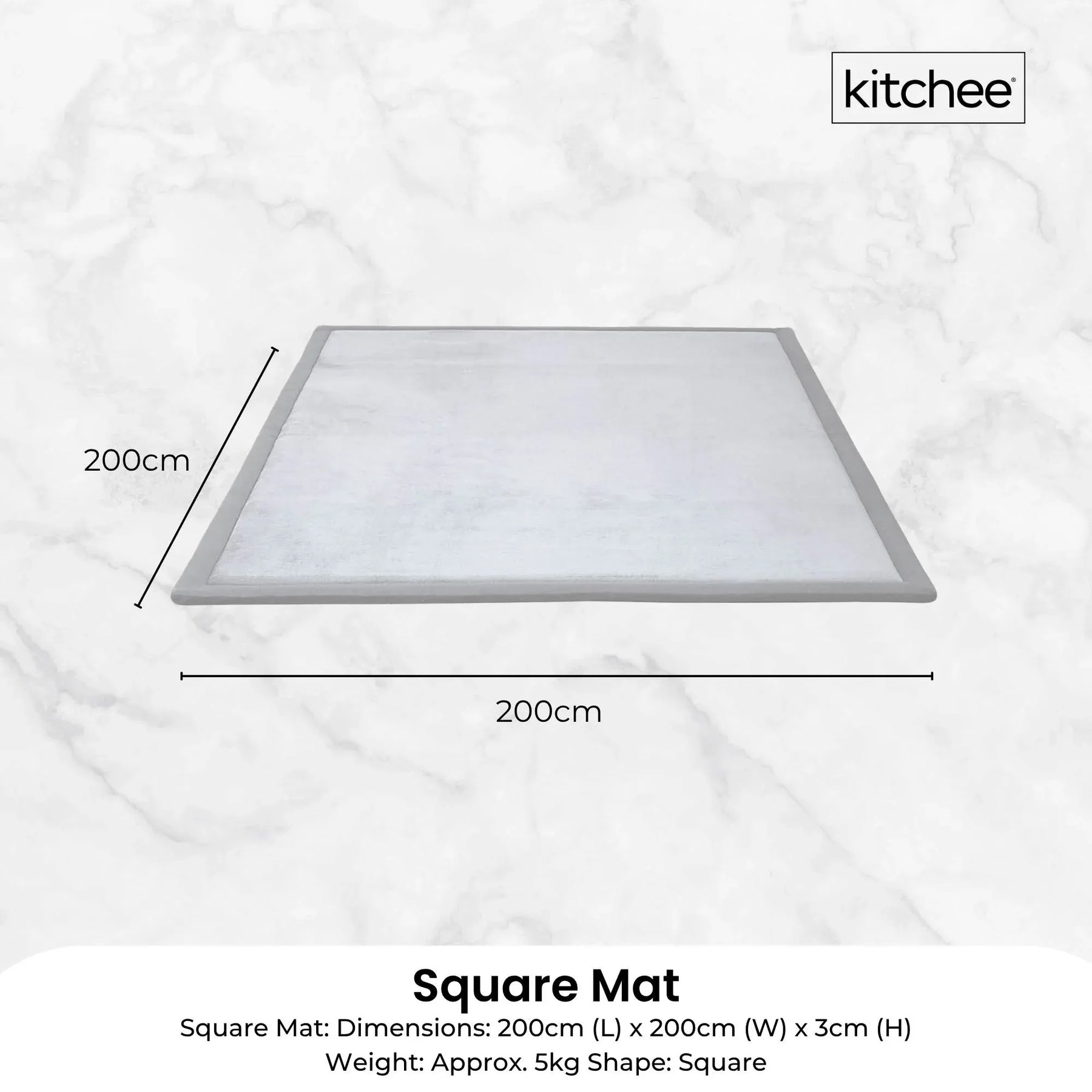 Kitchee Tatami Style Foam Floor Mat – Grey 200 x 200 x 3cm