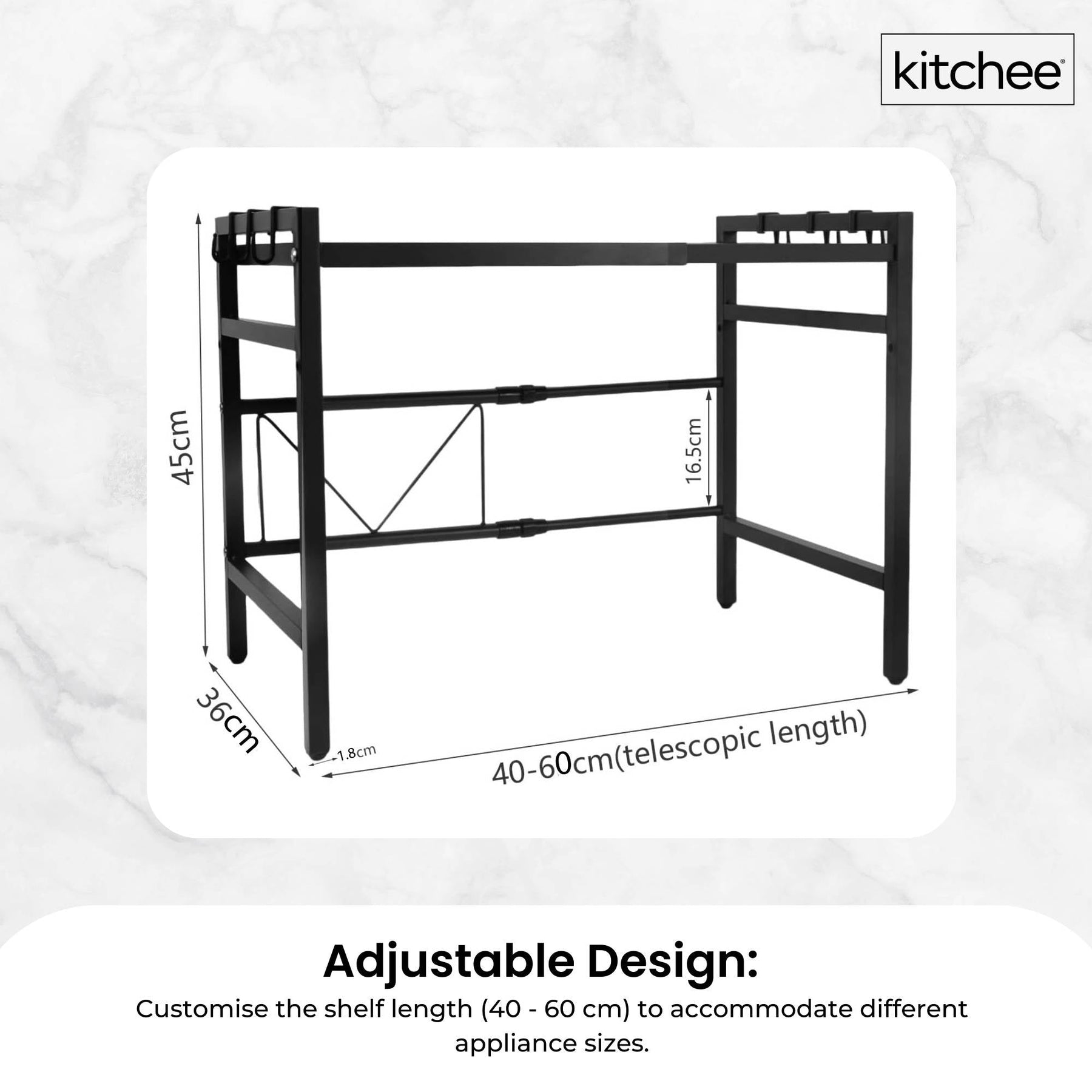 Kitchee Microwave Single Shelf - Expanding Storage Rack Kitchen Organiser Stand - SuperSaverAU - view 3