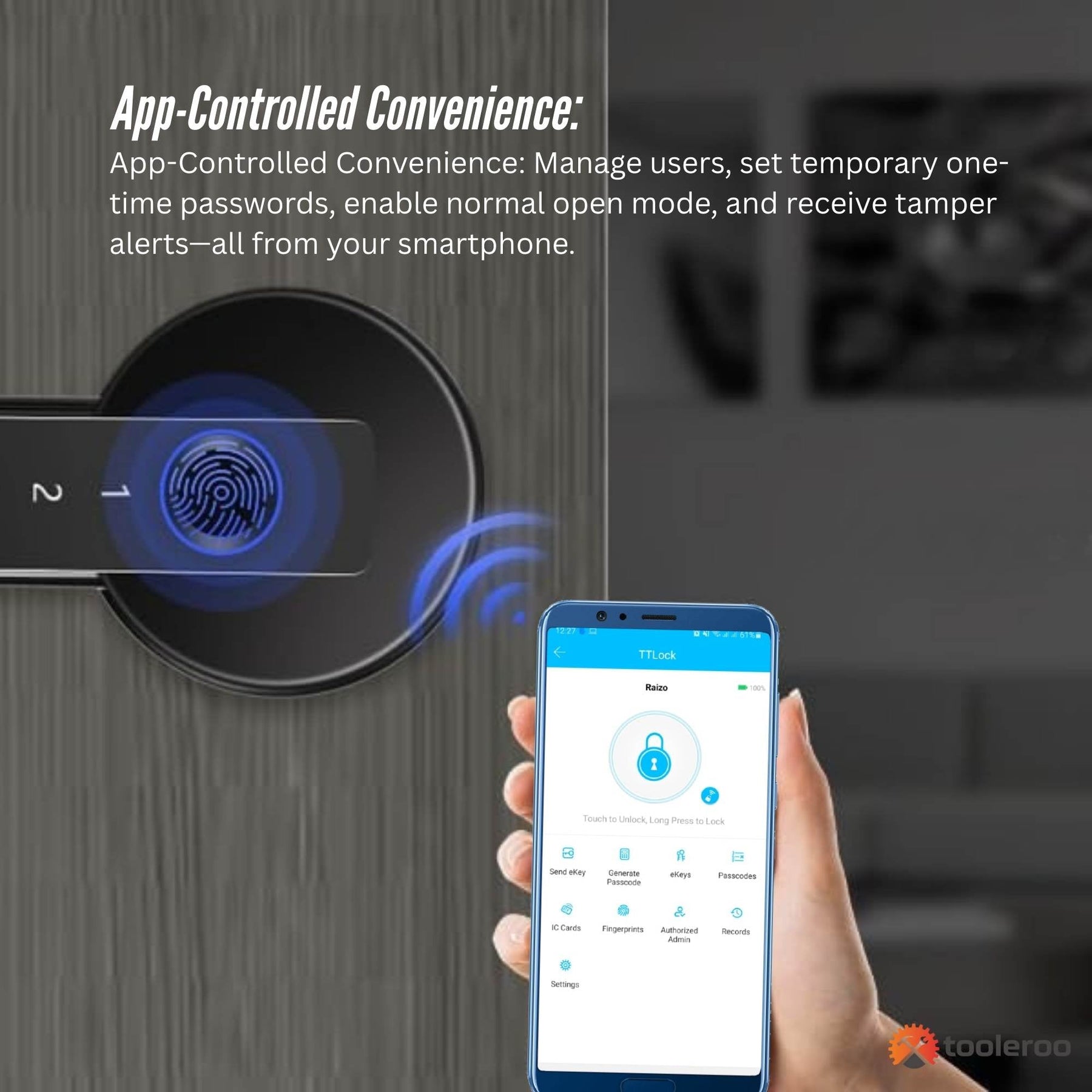 Tooleroo Digital Smart Door Lock Handle - 5in1 Keypad Home Entry Security System - SuperSaverAU - view 6