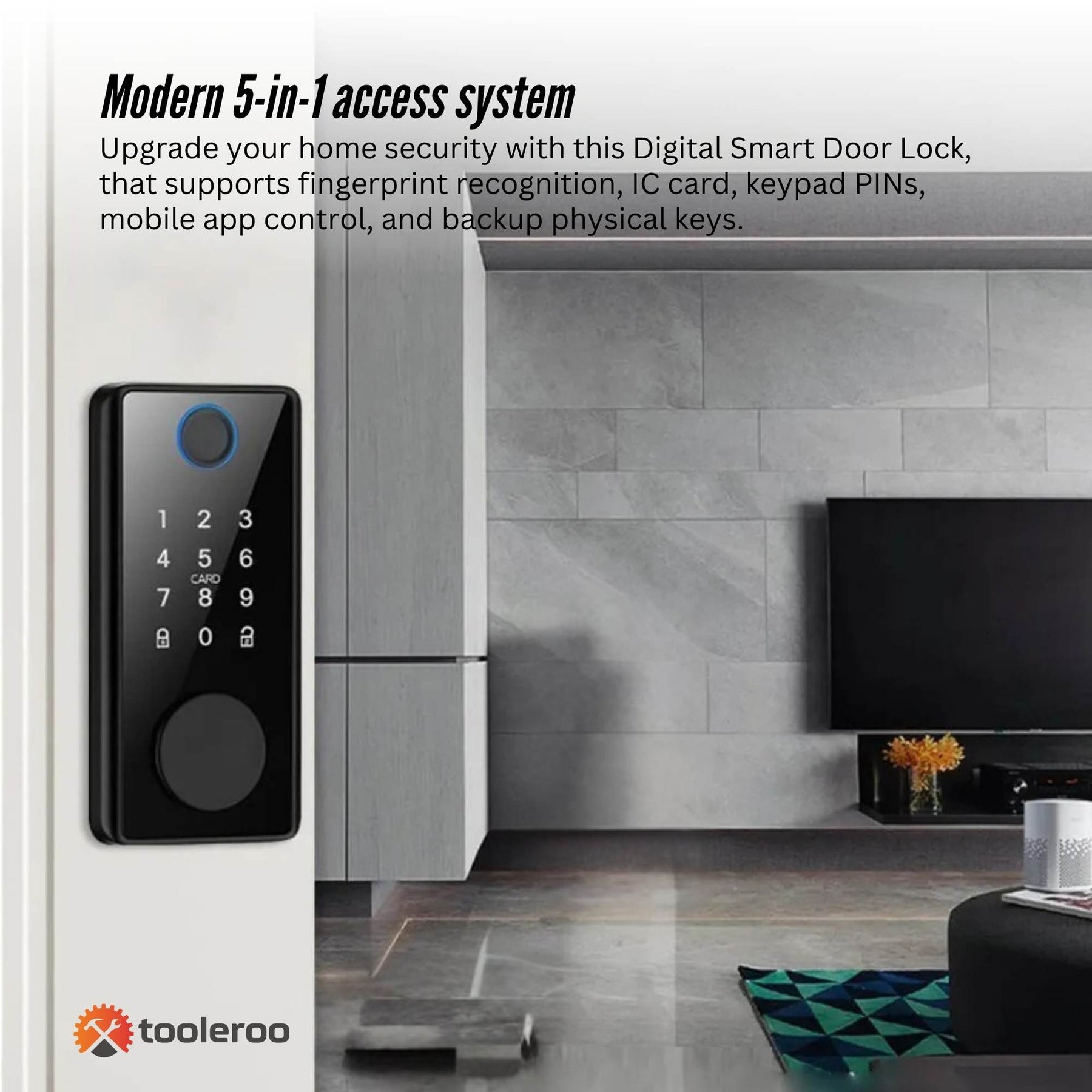 Tooleroo Digital Smart Door Lock Keypad - 5-in-1 Home Entry Security System - SuperSaverAU - view 3