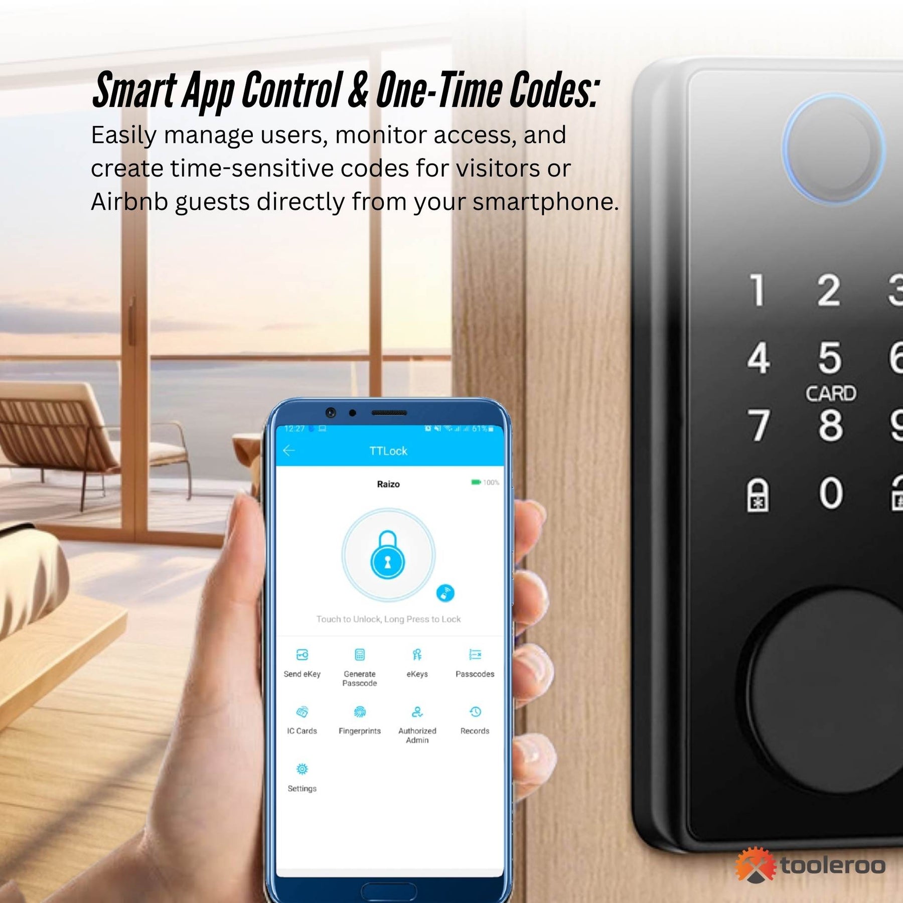 Tooleroo Digital Smart Door Lock Keypad - 5-in-1 Home Entry Security System - SuperSaverAU - view 7