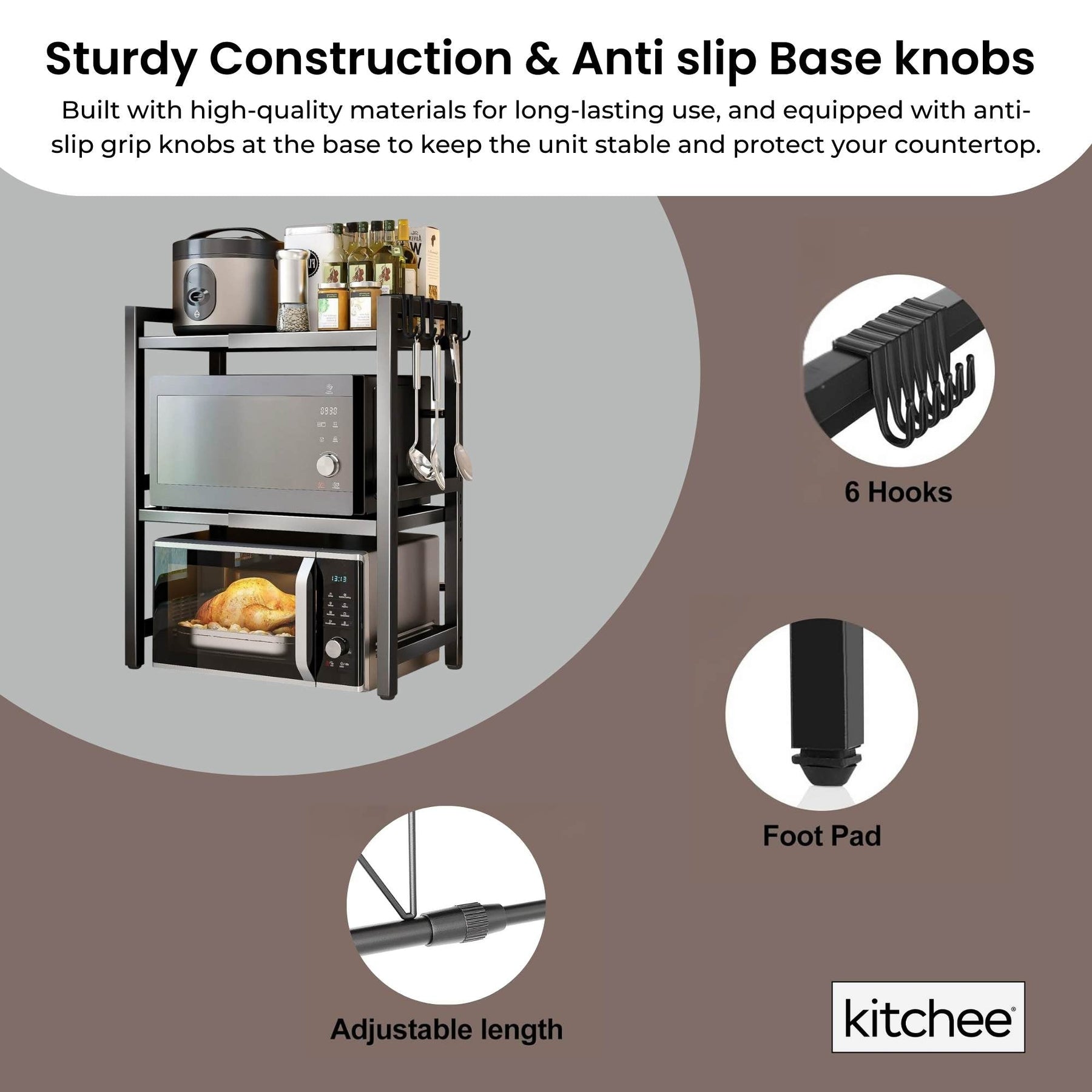 Kitchee Microwave Double Shelf - Expanding Storage Rack Kitchen Organiser Stand - SuperSaverAU - view 4