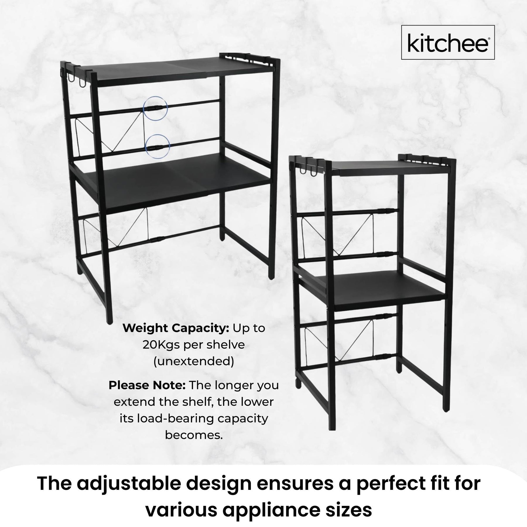 Kitchee Microwave Double Shelf - Expanding Storage Rack Kitchen Organiser Stand - SuperSaverAU - view 6